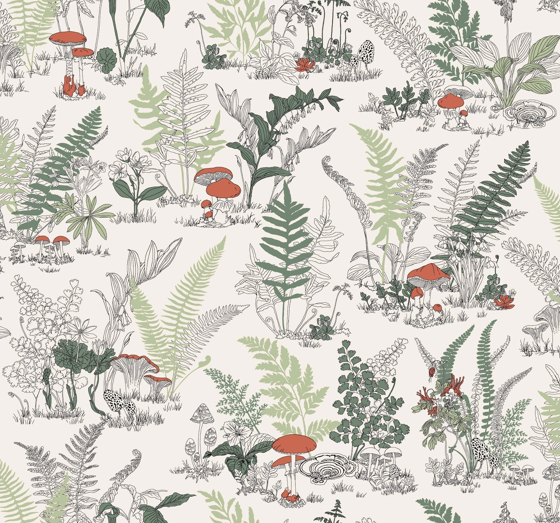 mushroom-garden-toile-wallpaper-red-green-york-wallcoverings-rt7891