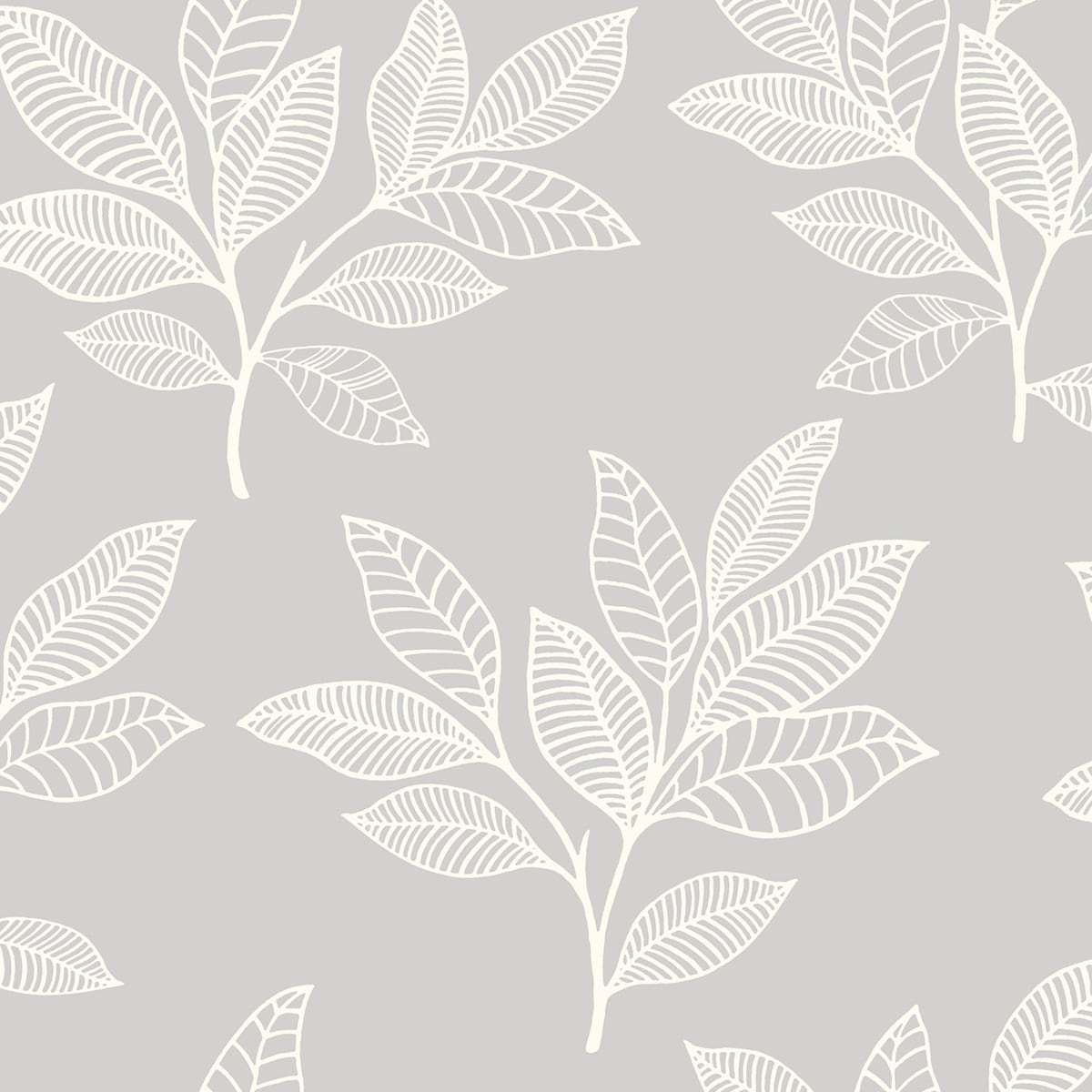 Seabrook Designs RY30800 Boho Rhapsody Paradise Leaves  Wallpaper Daydream Gray