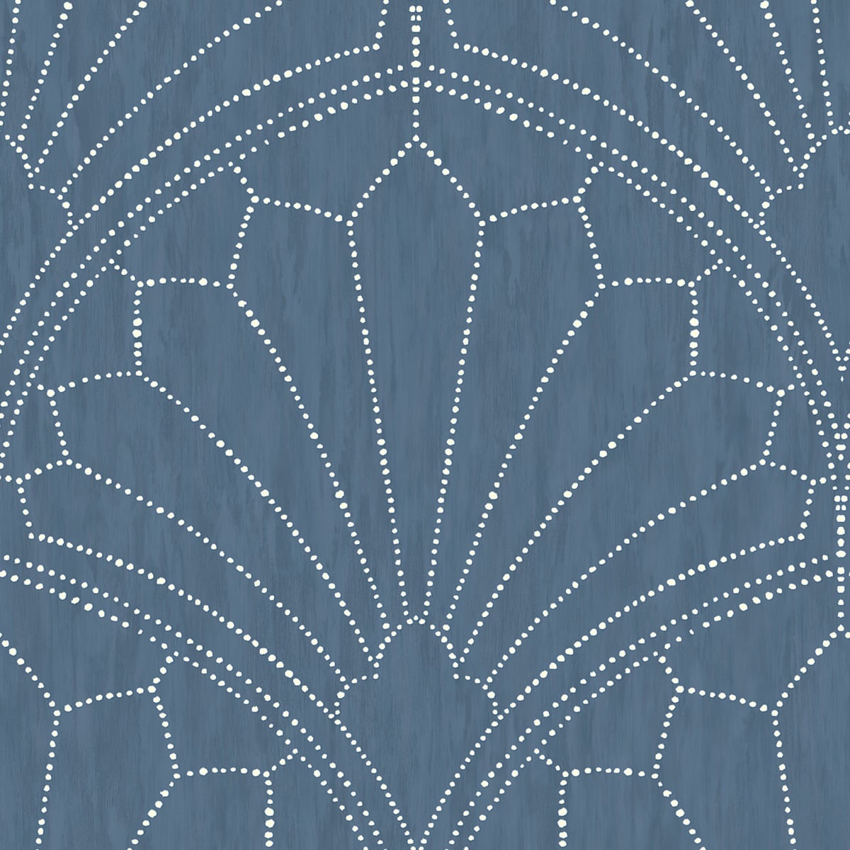 Seabrook Designs RY31502 Boho Rhapsody Scallop Medallion  Wallpaper Steel Blue and Ivory