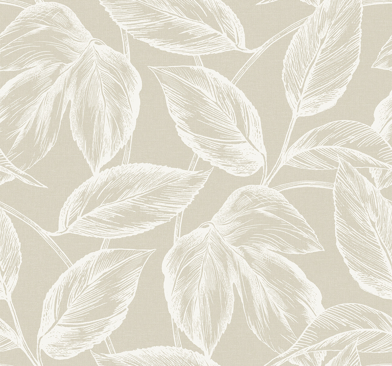 Seabrook Designs SC20005 Summer House Beckett Sketched Leaves  Wallpaper Oat