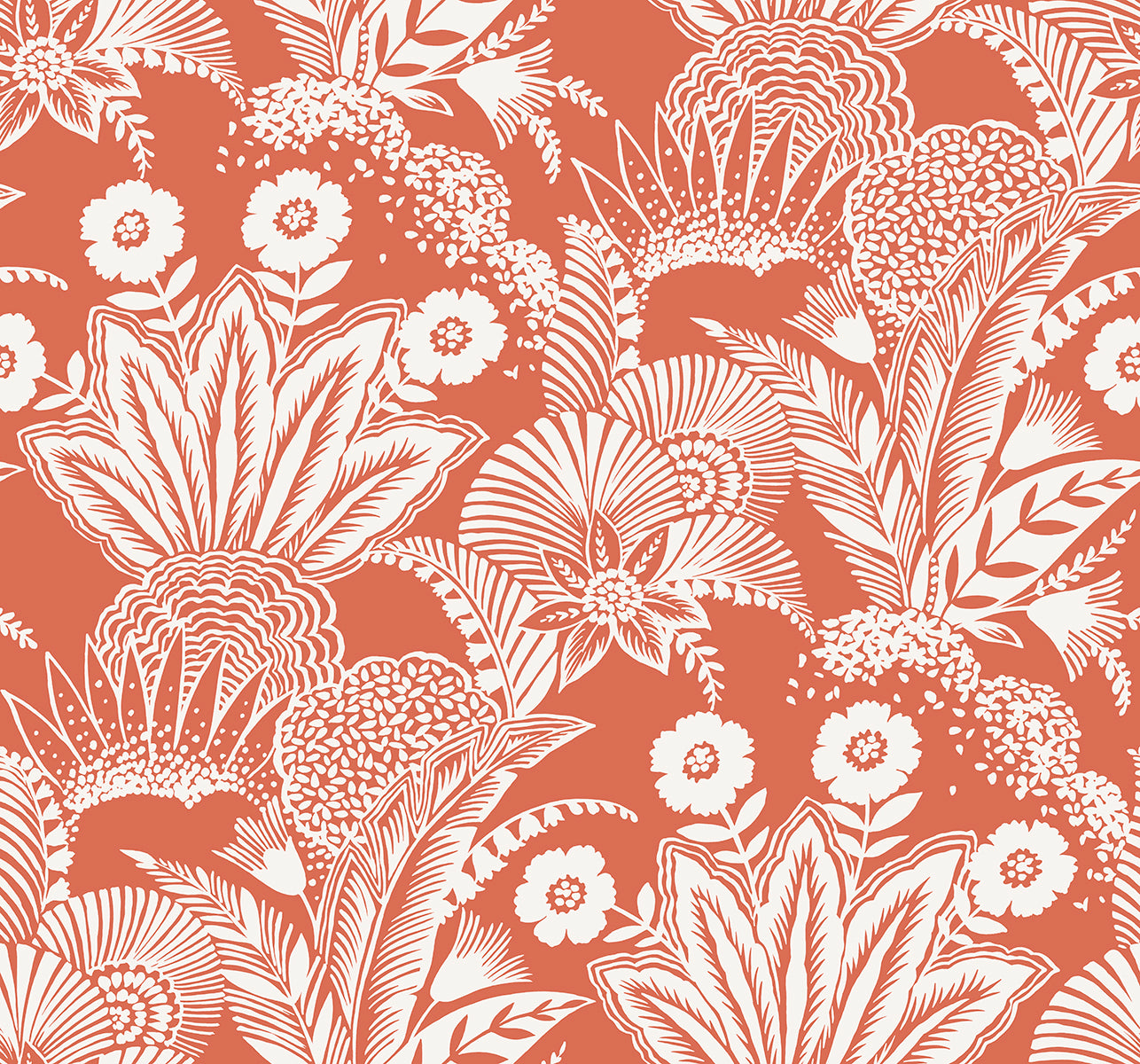 Seabrook Designs SC20101 Summer House Suvi Palm Grove  Wallpaper Coral Glow