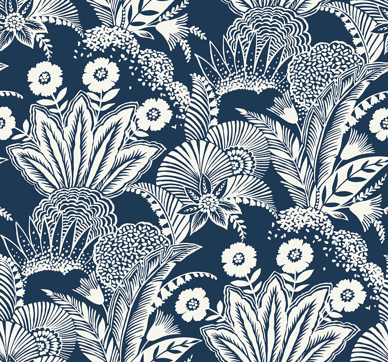 Seabrook Designs SC20102 Summer House Suvi Palm Grove  Wallpaper Nautical Blue