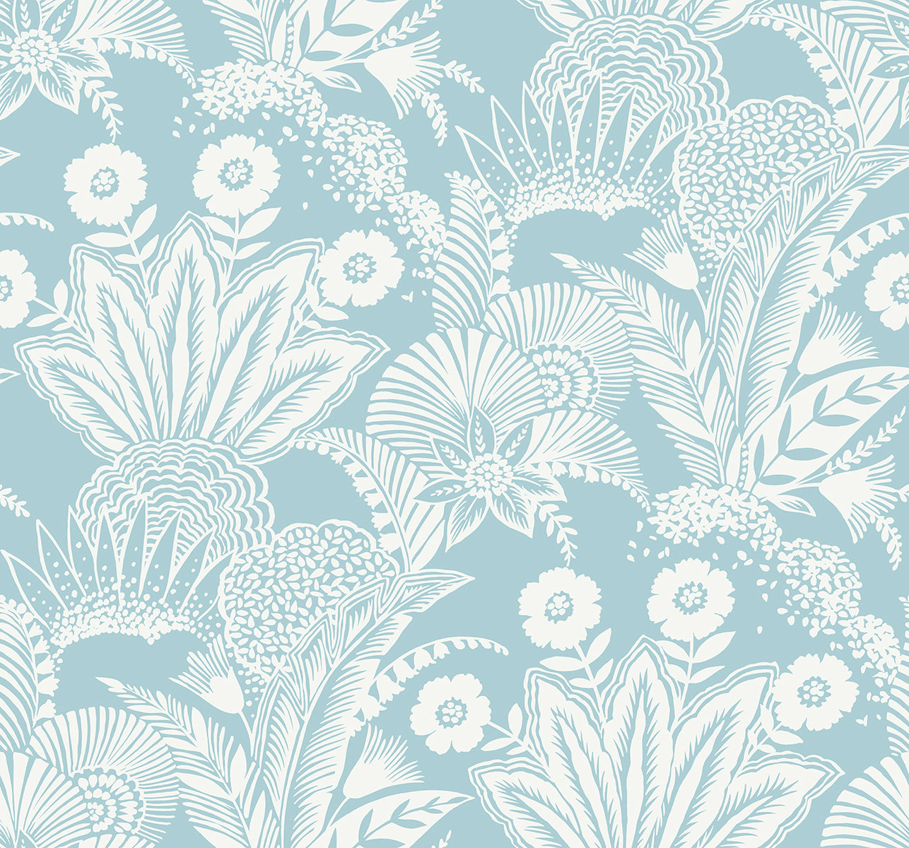 Seabrook Designs SC20112 Summer House Suvi Palm Grove  Wallpaper Sky Blue