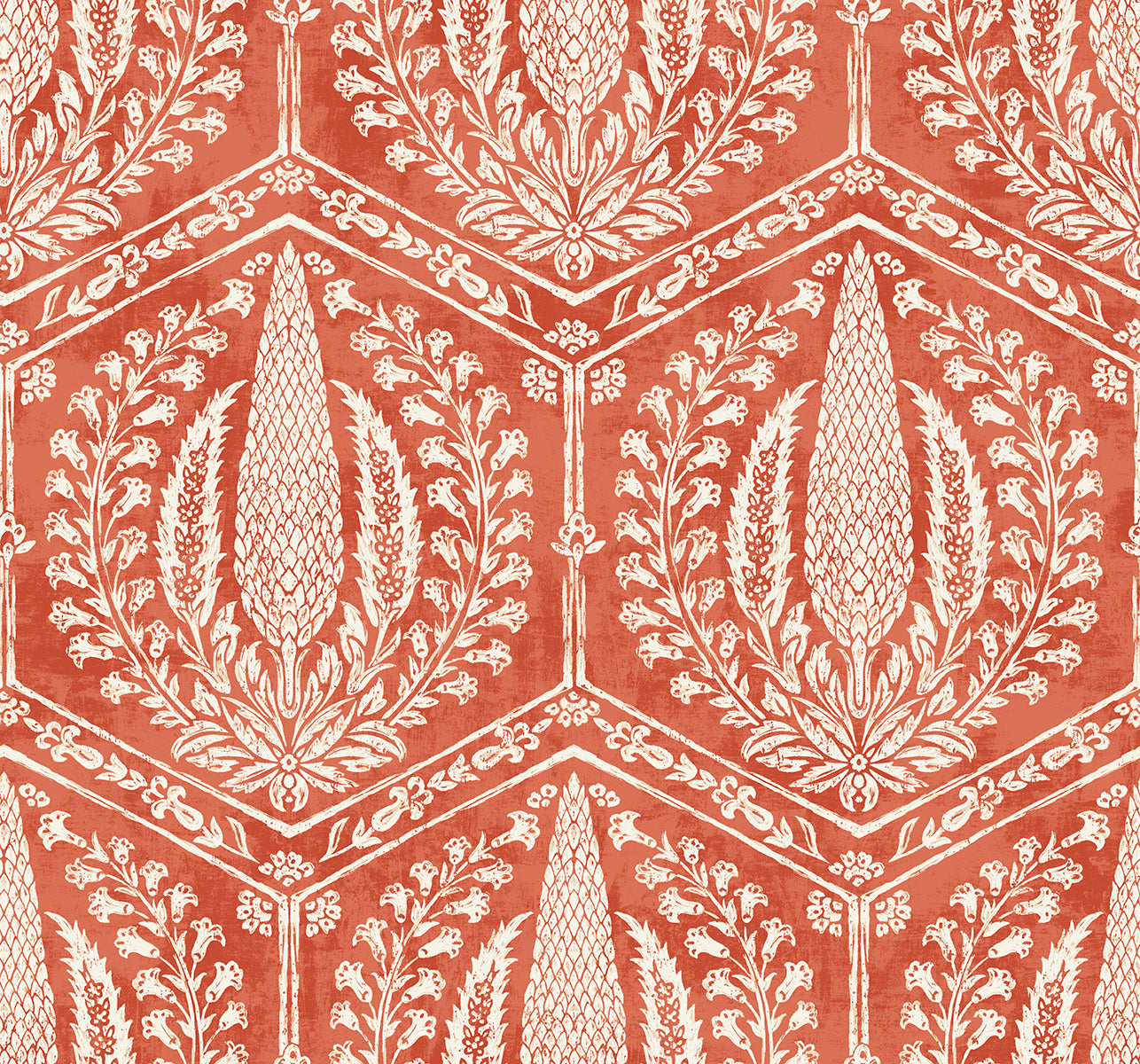 Seabrook Designs SC21401 Summer House Cyrus Harvest  Wallpaper Red Terracotta