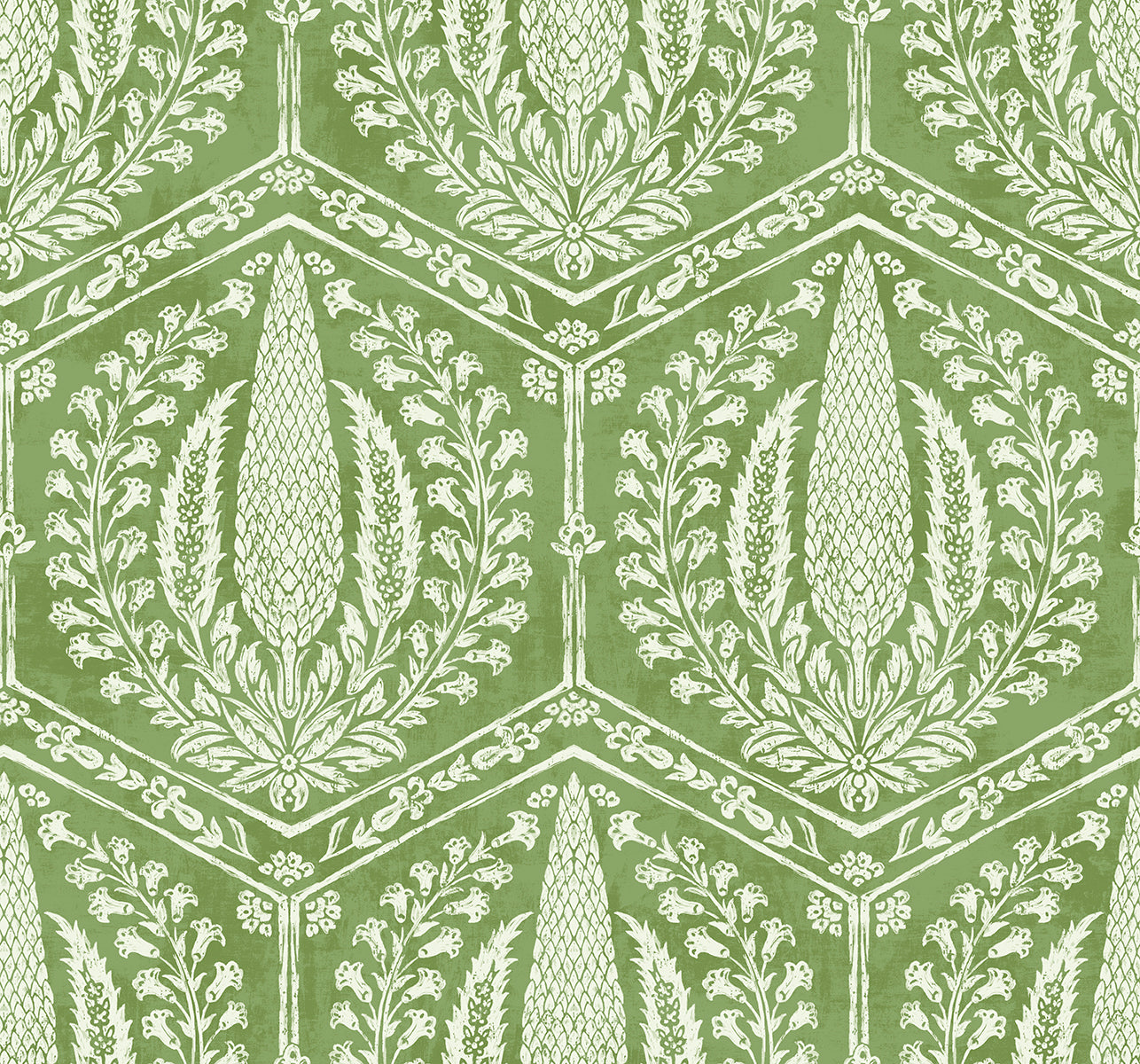 Seabrook Designs SC21404 Summer House Cyrus Harvest  Wallpaper Courtyard Green