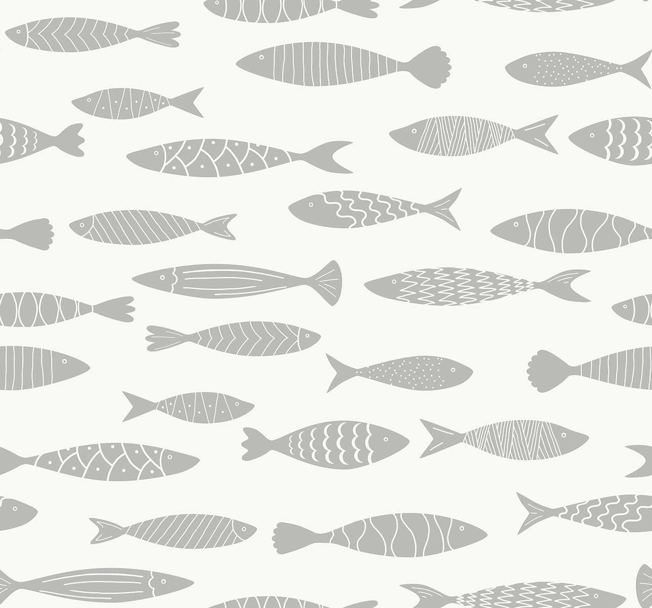 Seabrook Designs SC21508 Summer House Bay Fish  Wallpaper Silver Sea