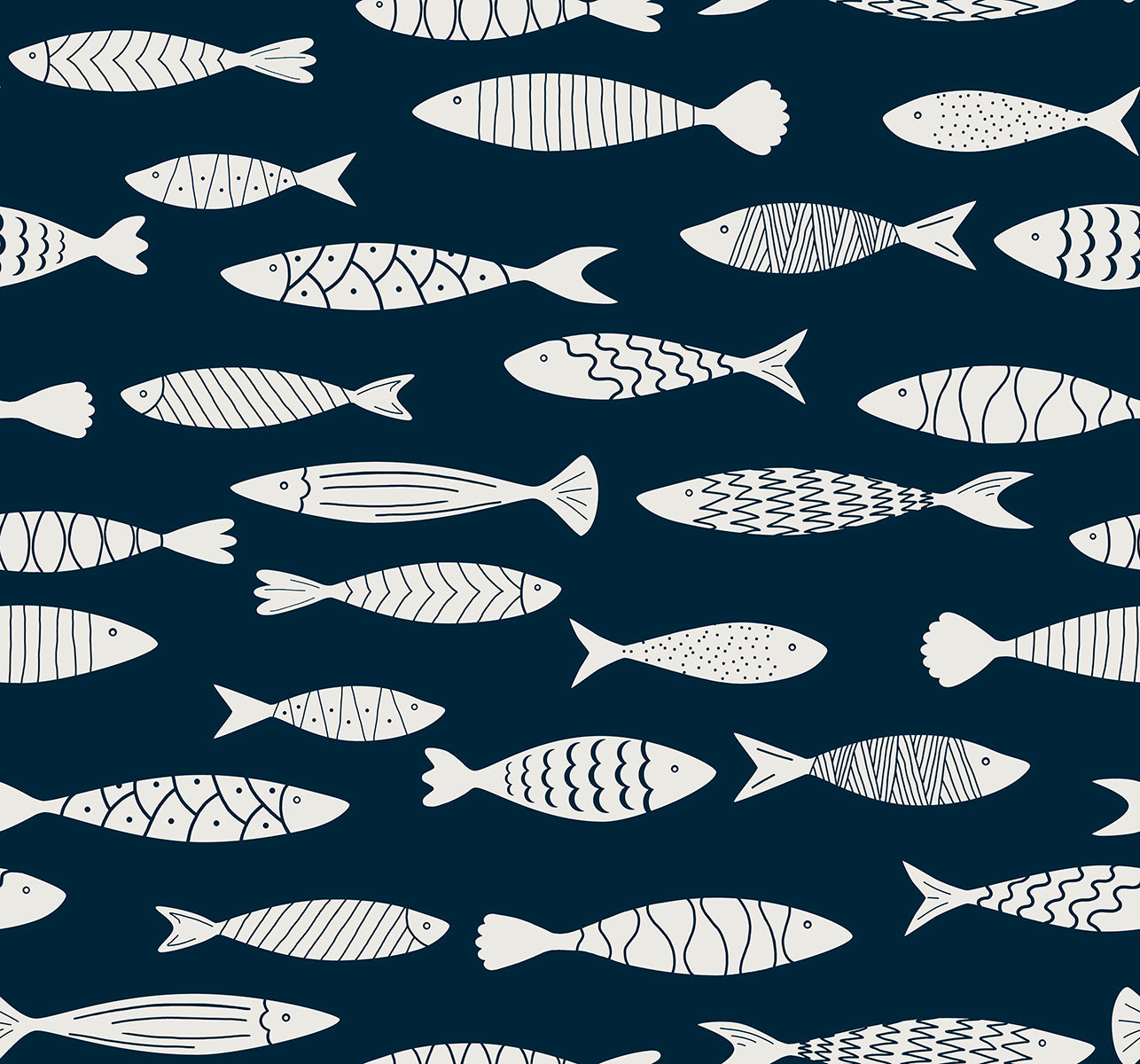 Seabrook Designs SC21512 Summer House Bay Fish  Wallpaper Deep Seas