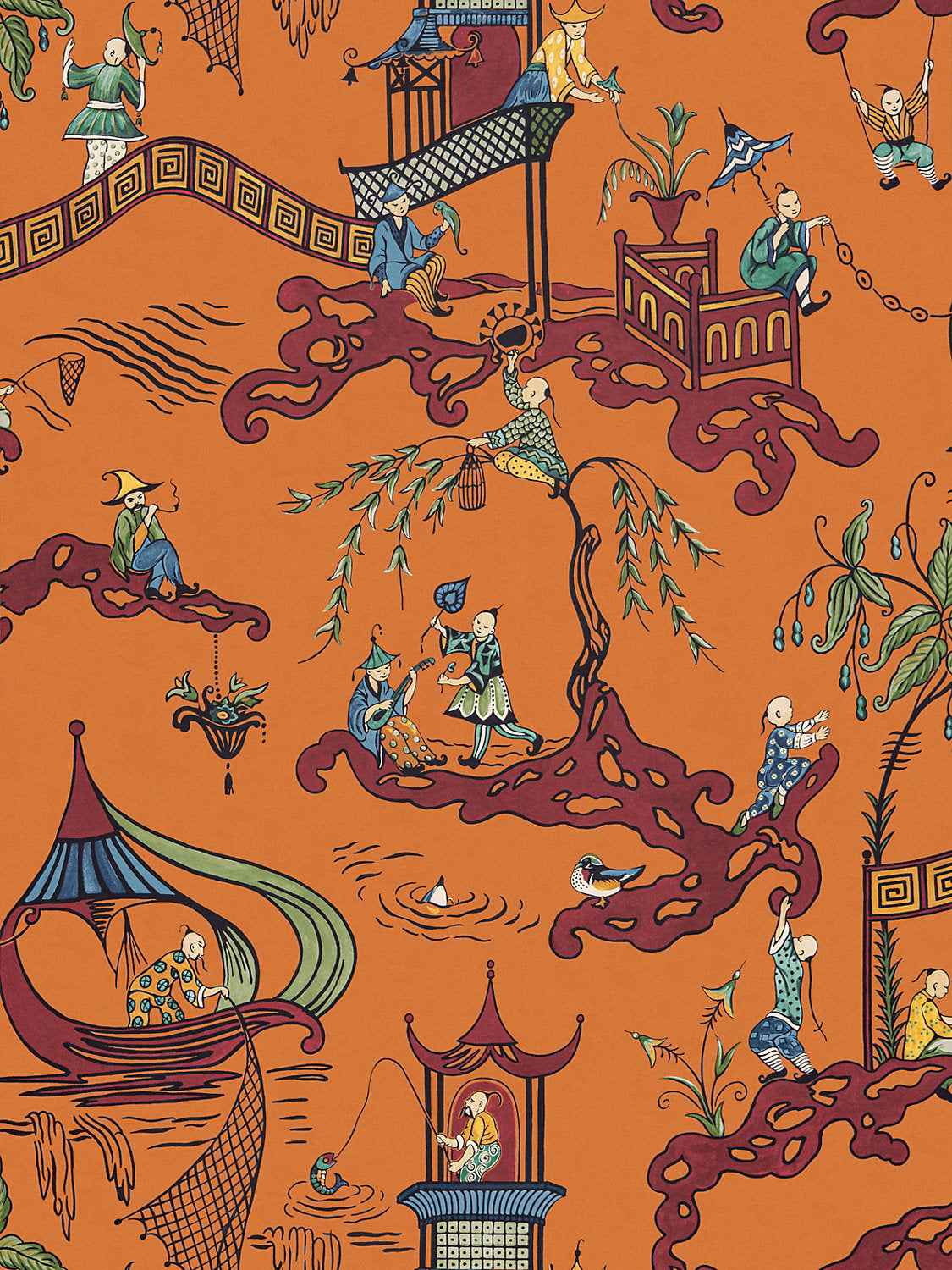 Ping - Wallcovering - Pumpkin Port by Scalamandre Wallpaper