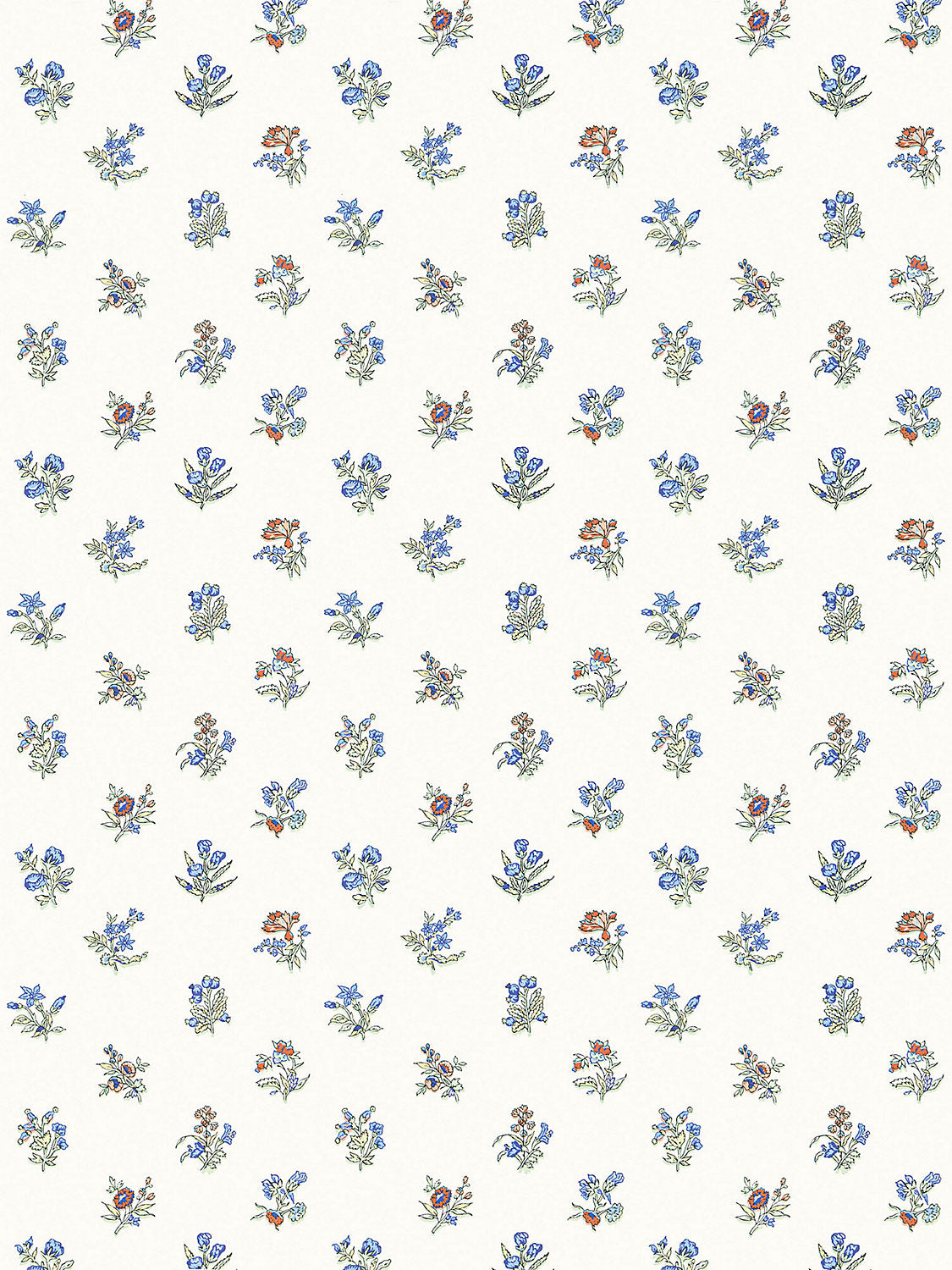 Summer Flora Wallcovering - Cobalt Rouge - Scalamandre Wallpaper