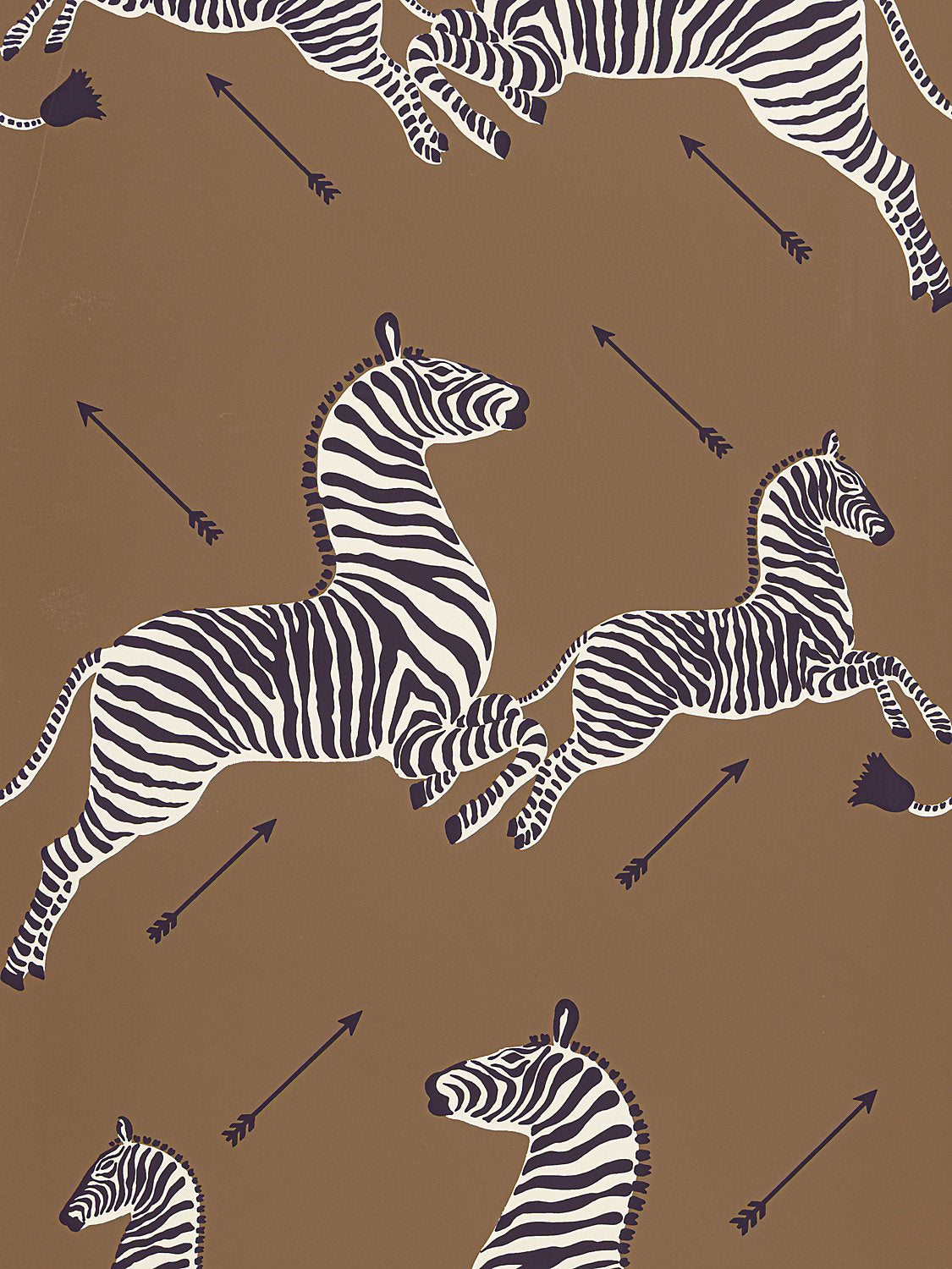 Zebras - Wallpaper - Trimmed - Safari Brown - Scalamandre Wallpaper