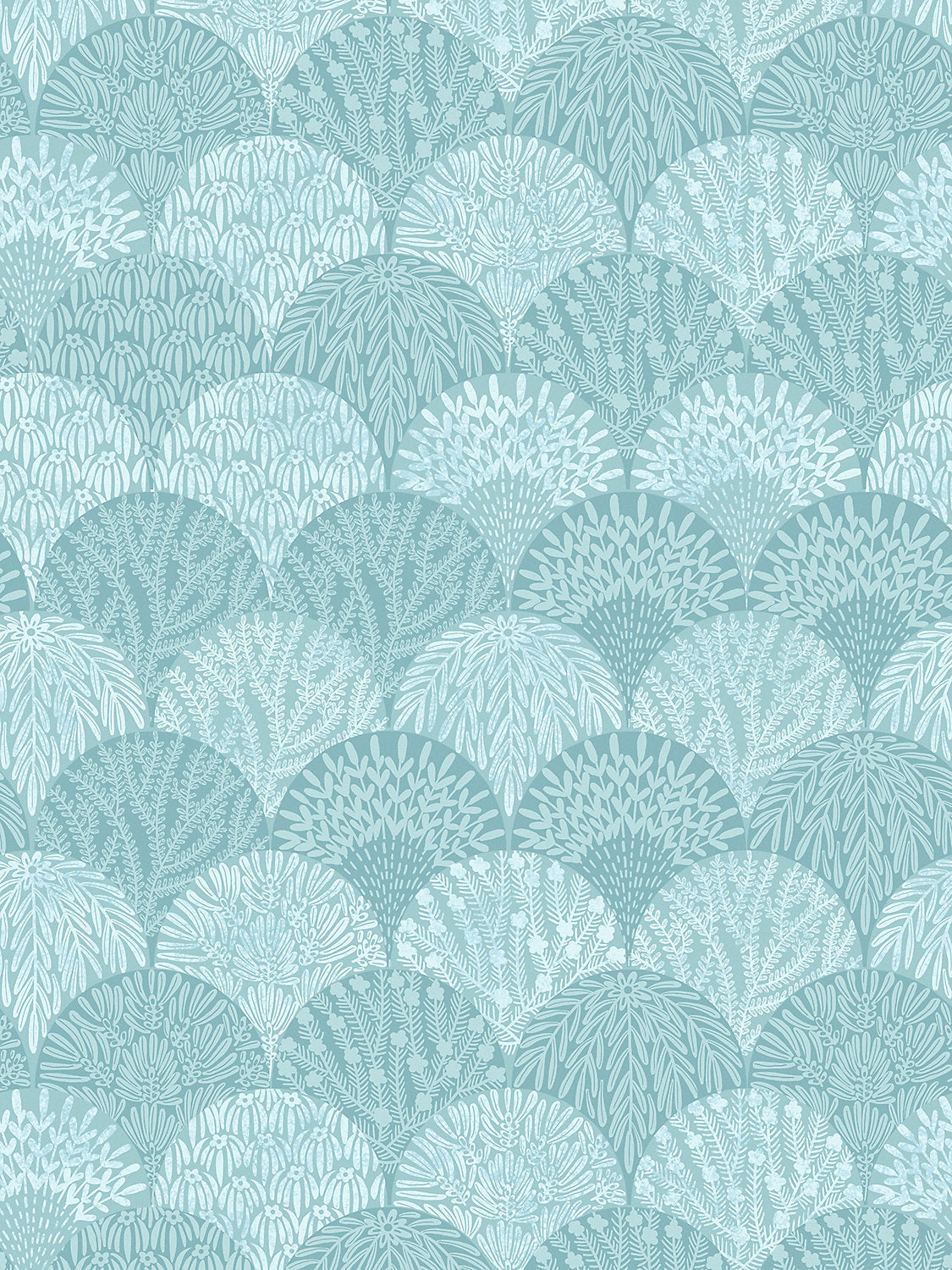 Herb Garden Wallcovering - Aqua - Scalamandre Wallpaper