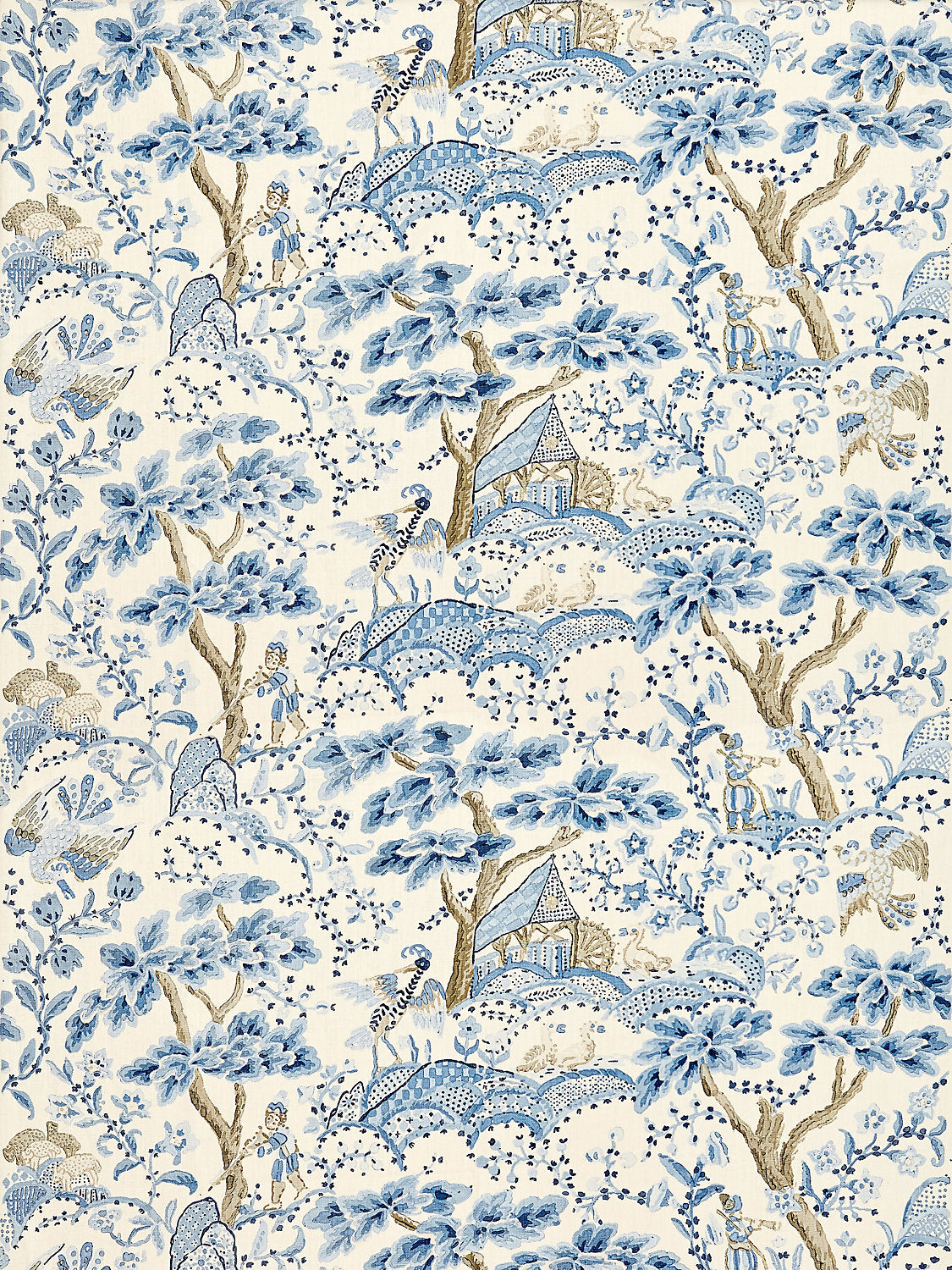 Kelmescott Hand Block Print - Porcelain - Scalamandre Fabric