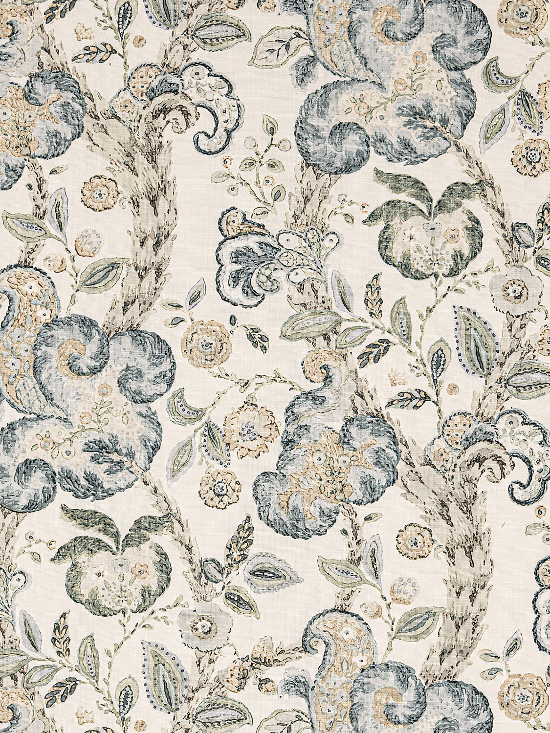 Cumbria Hand Block Print - Aquamarine On Ivory
