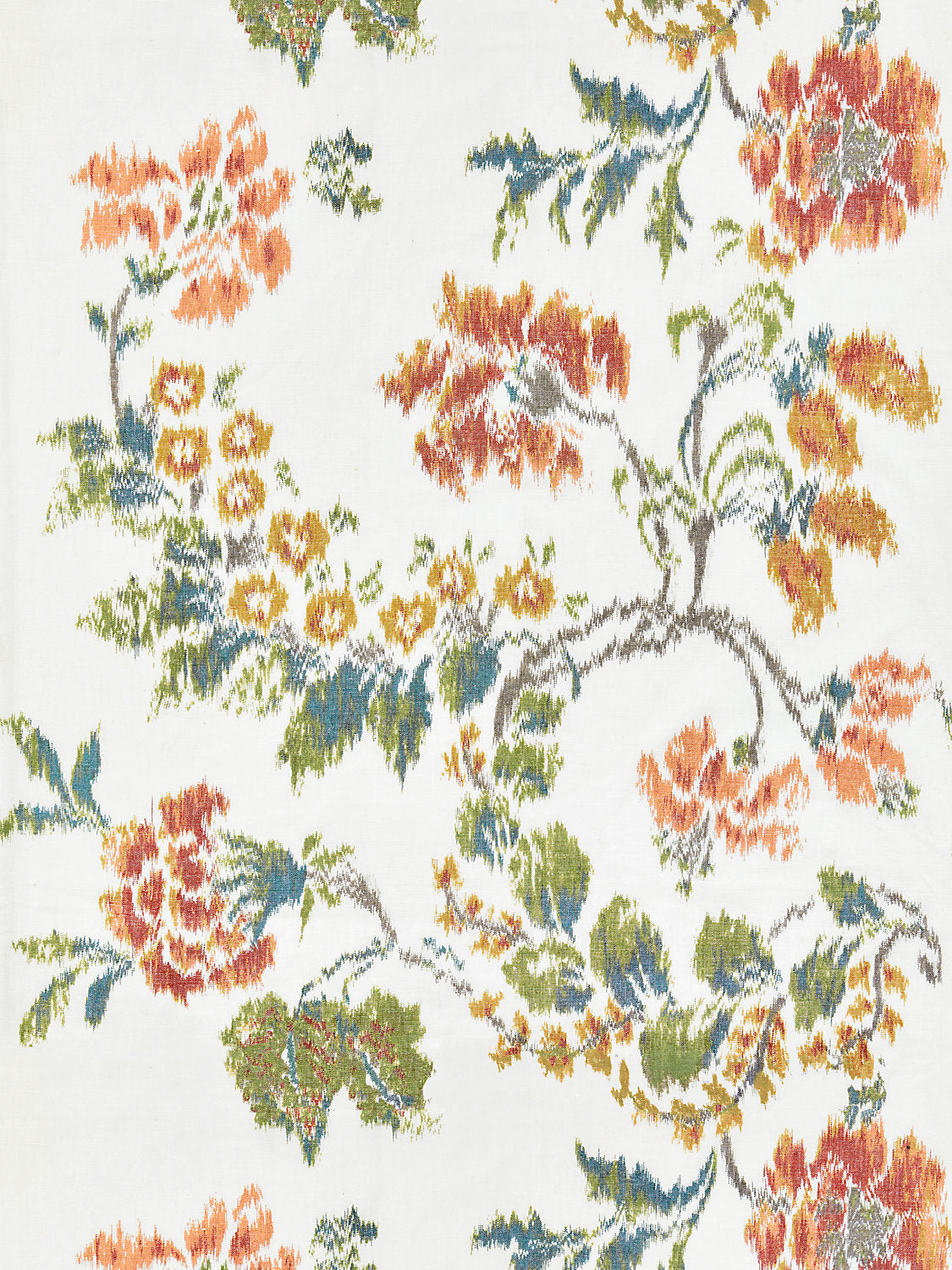 Kew Gardens Warp Print - Multi On Ivory - Scalamandre Fabric