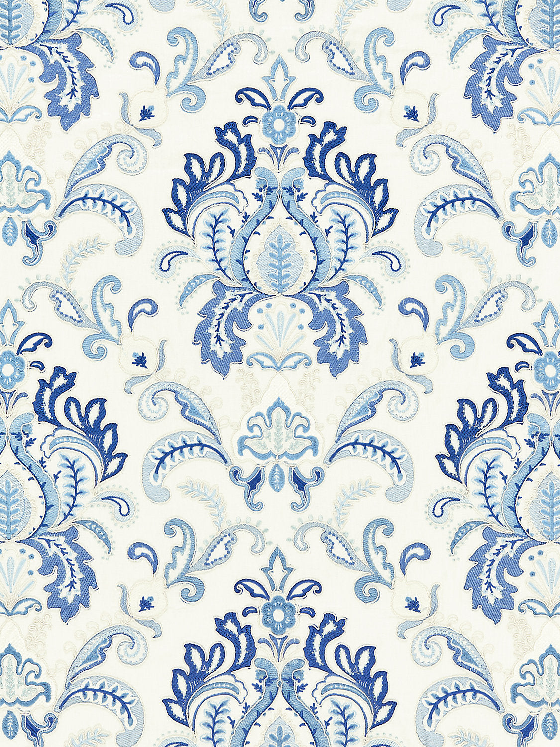 Ava Damask Embroidery - Porcelain - Scalamandre Fabric