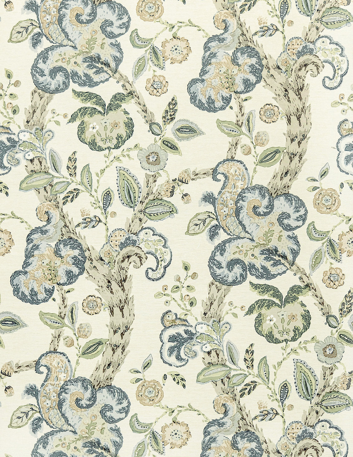 Cumbria Wallcovering - Aquamarine On Ivory - Scalamandre Wallpaper