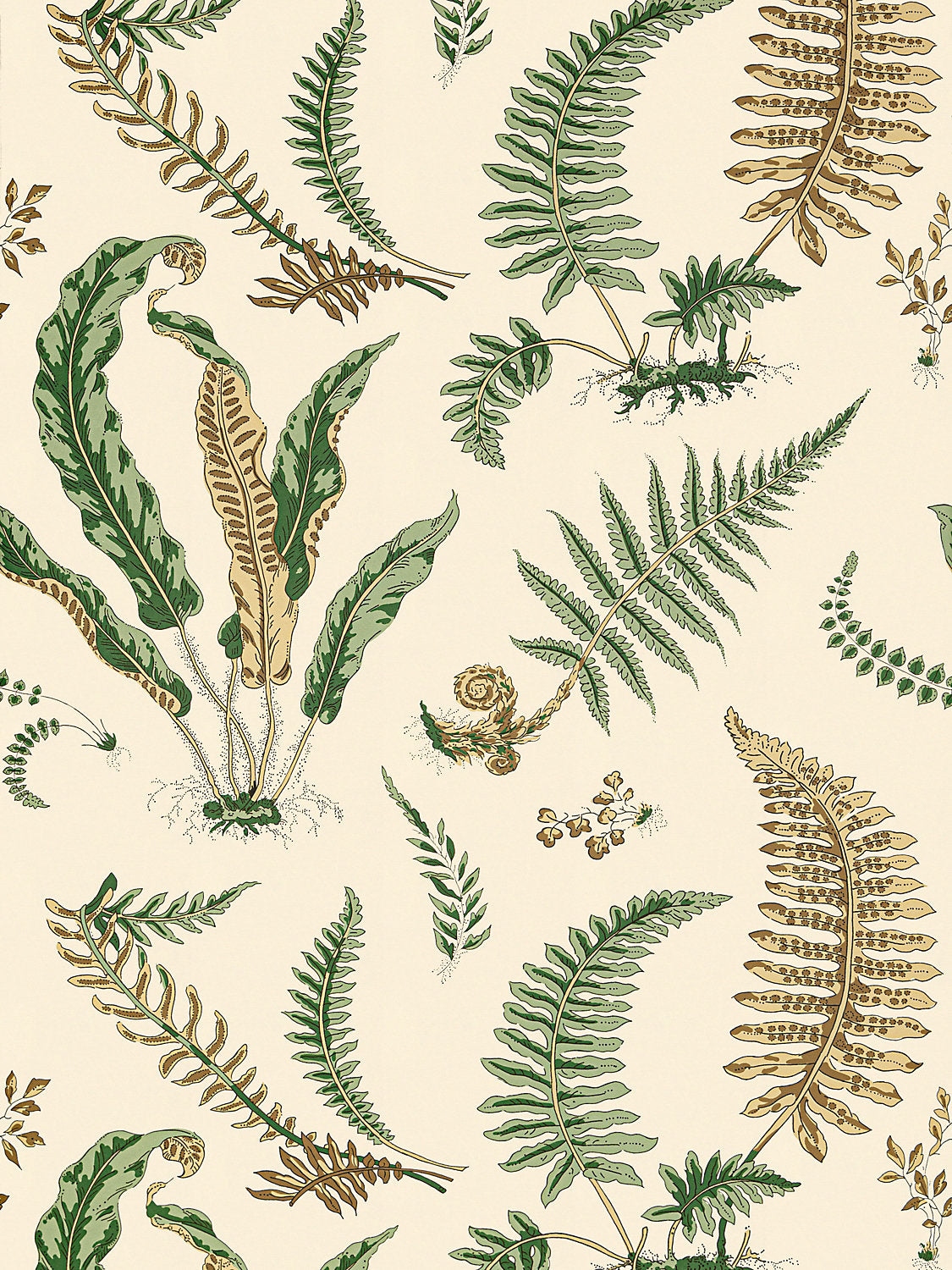 Elsie De Wolfe Wallcovering - Greens On Off-White