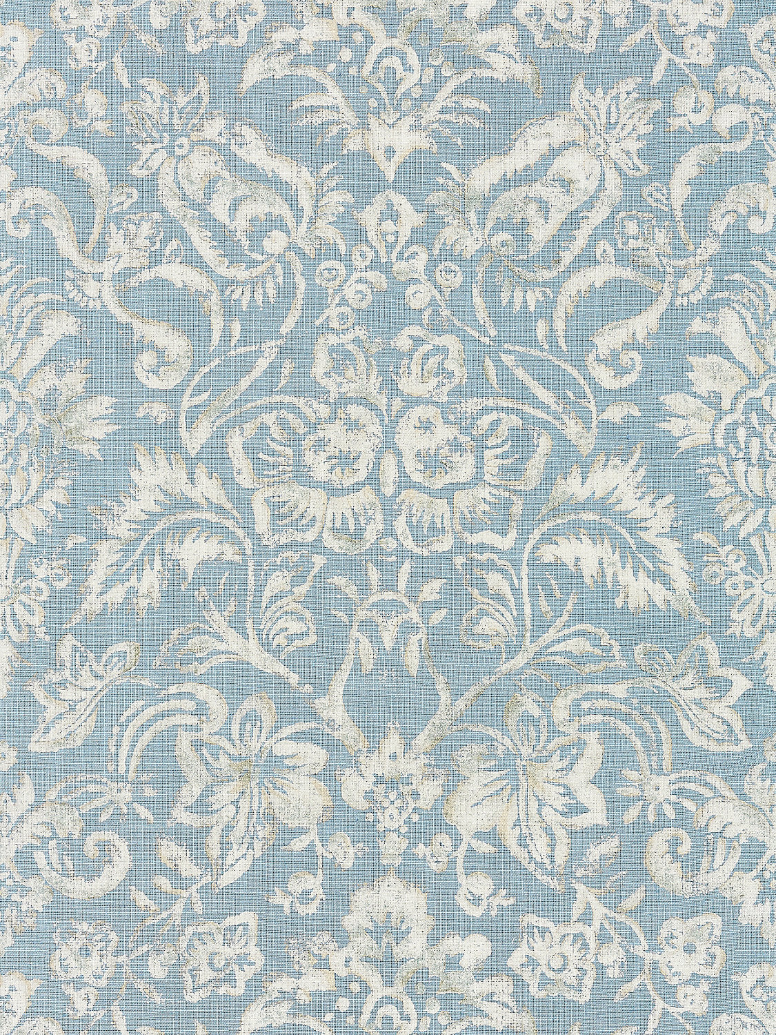 Mansfield Damask Print - Bluestone & Silver