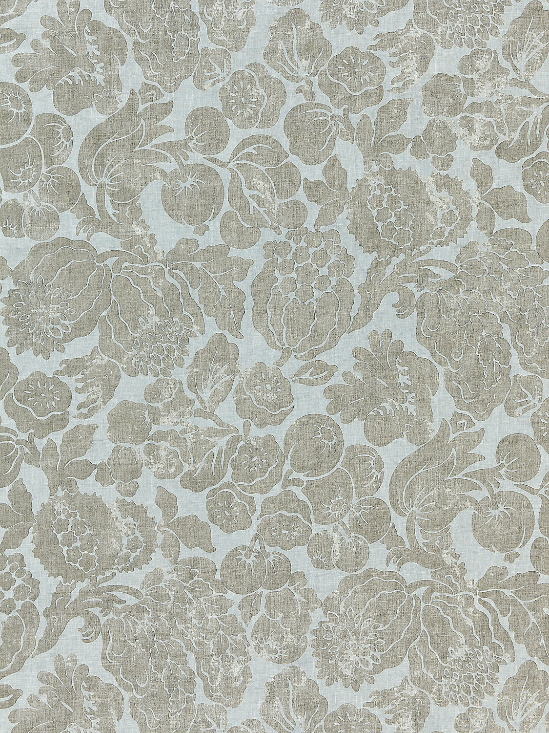 Elsa Linen Print - Silver On Skylight - Scalamandre Fabric