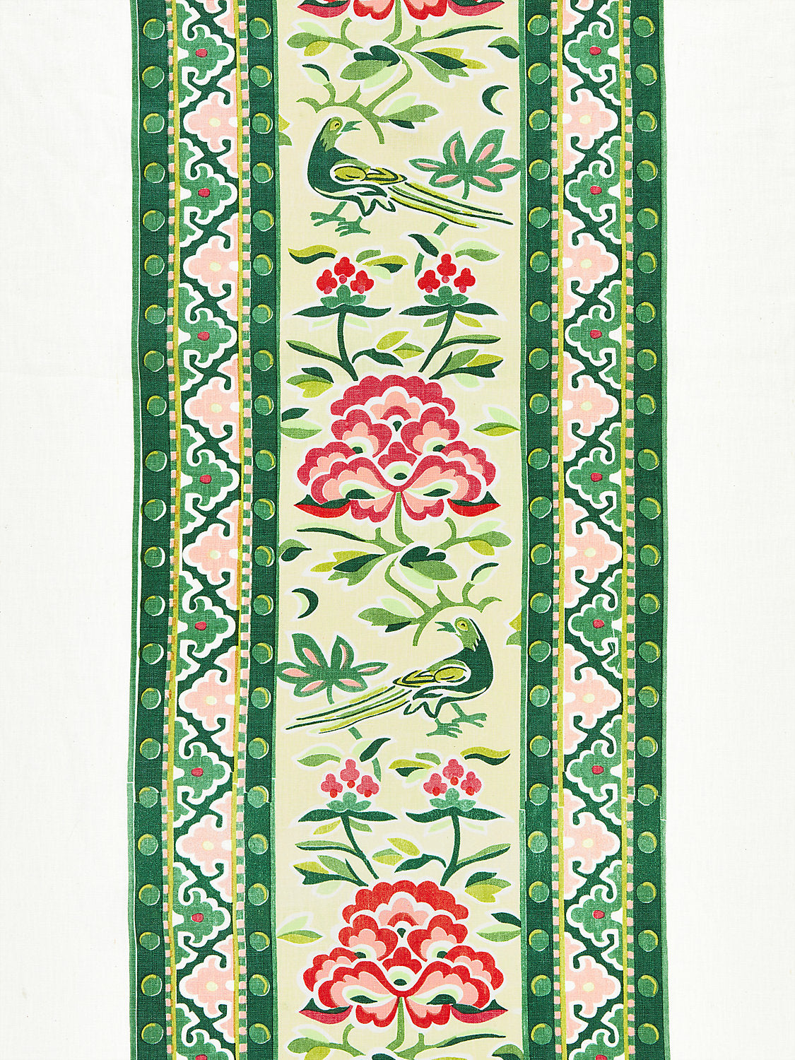 Royal Peony Linen Print - Spring Green - Scalamandre Fabric