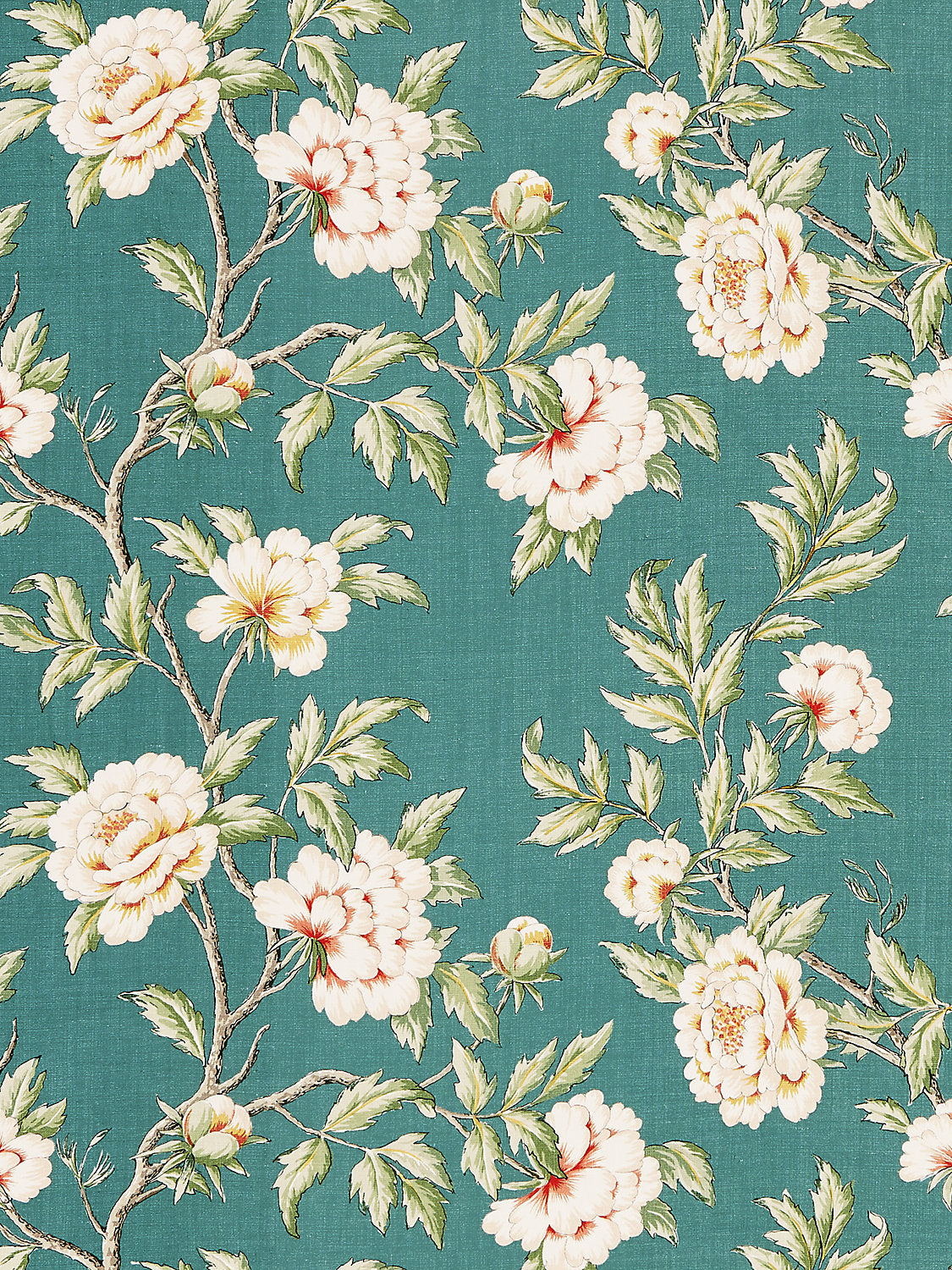 Peonia Linen Print - Emerald Isle - Scalamandre Fabric