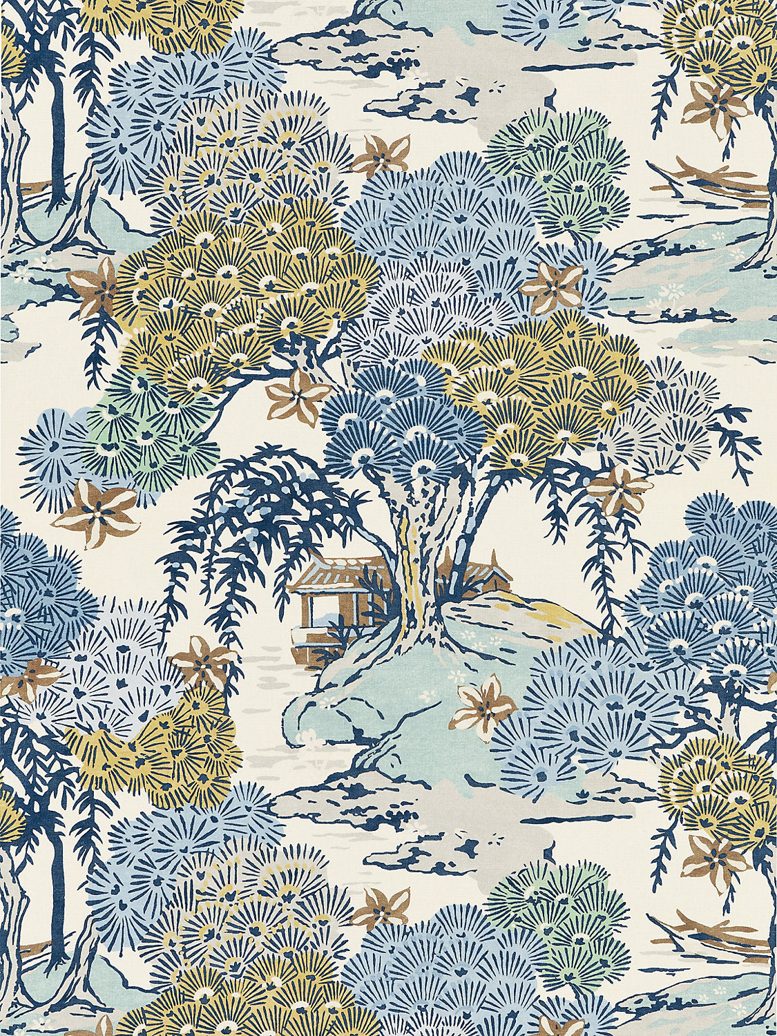 Sea Of Trees Print - Blue Ridge - Scalamandre Fabric