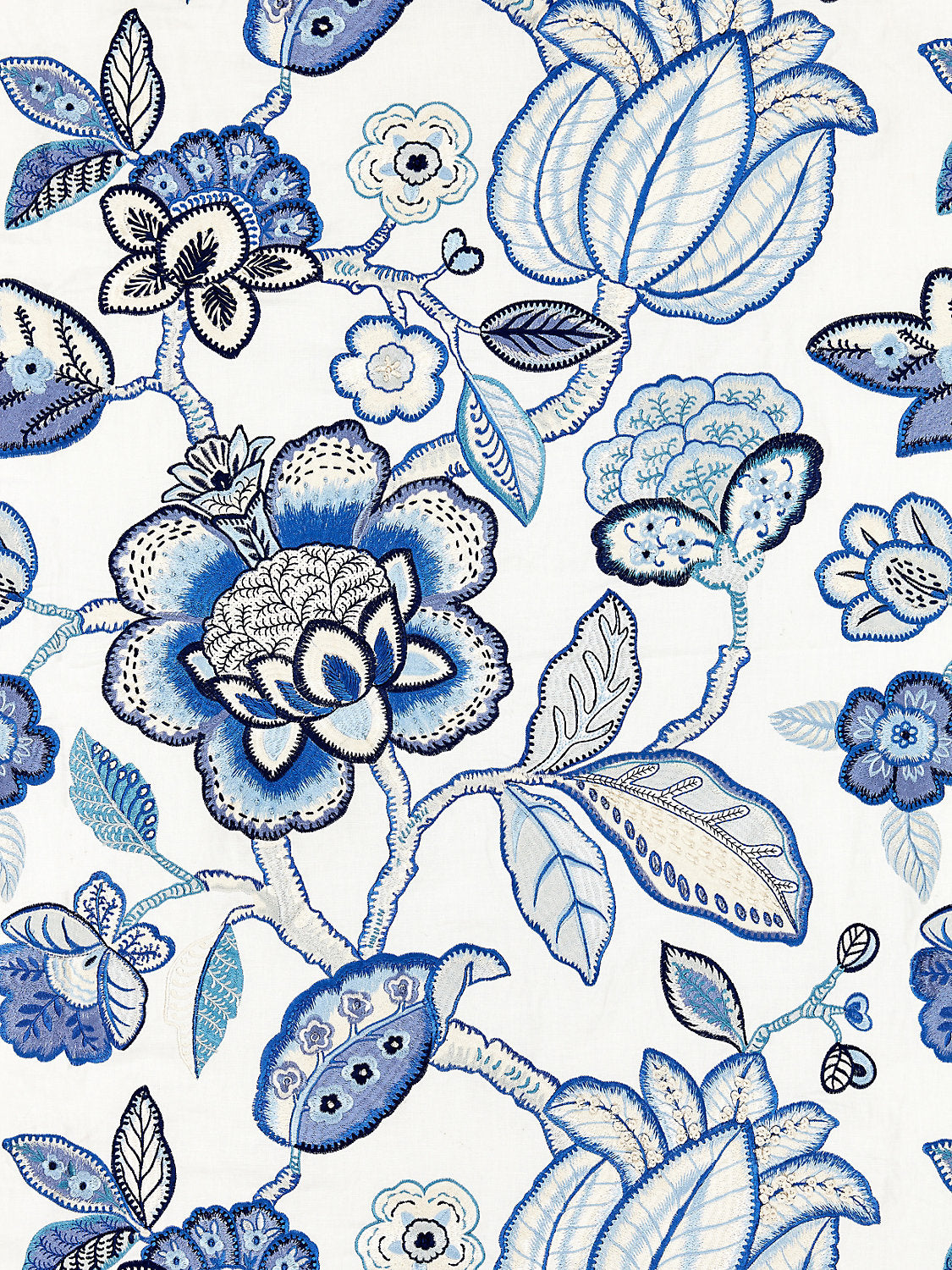 Coromandel Embroidery - Porcelain - Scalamandre Fabric