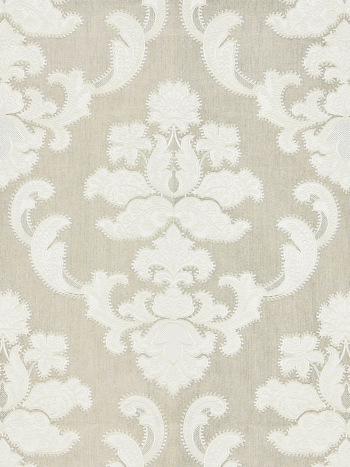 Cornelia Damask Embroidery - Flax