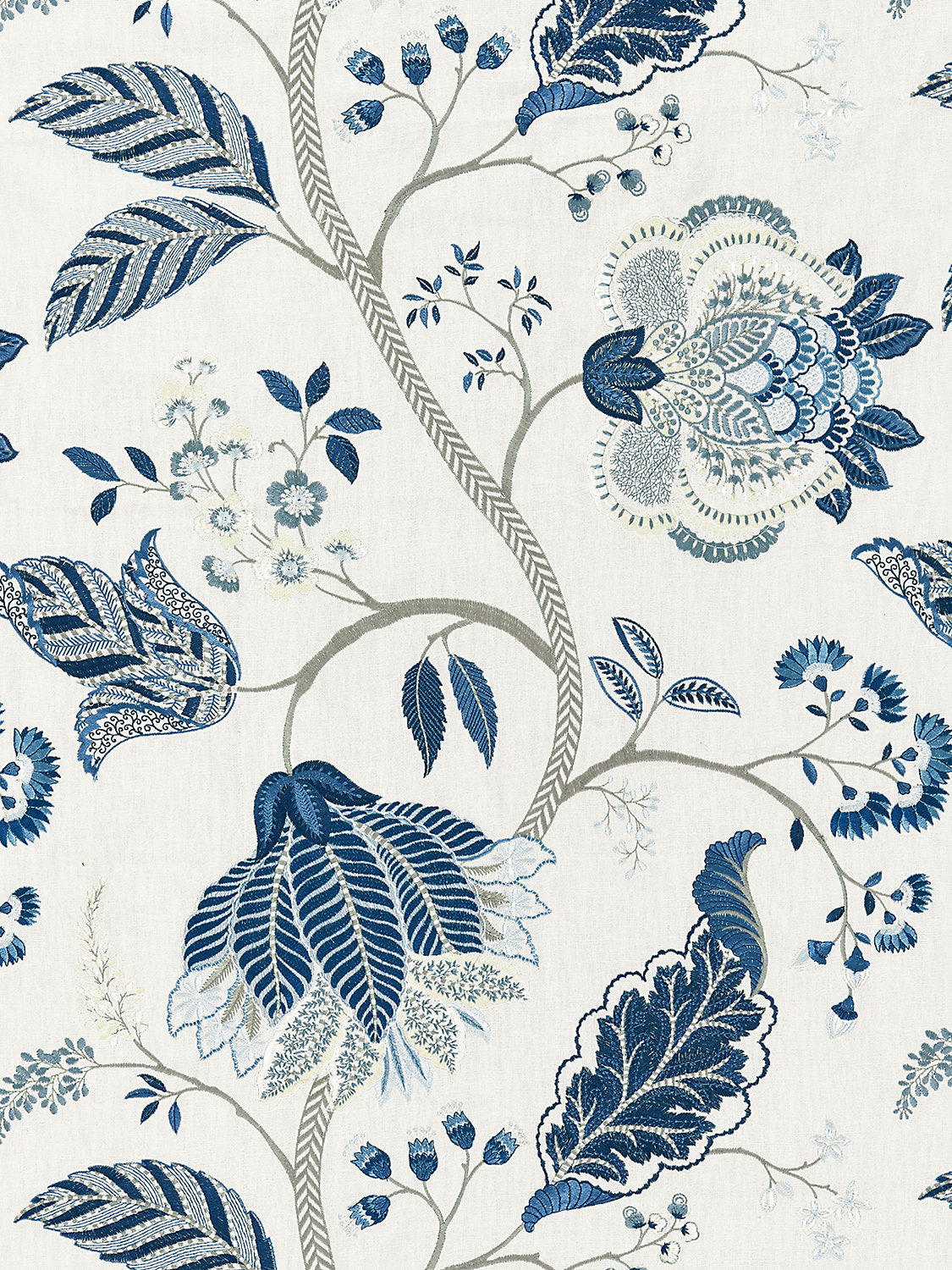 Palampore Embroidery - Porcelain - Scalamandre Fabric
