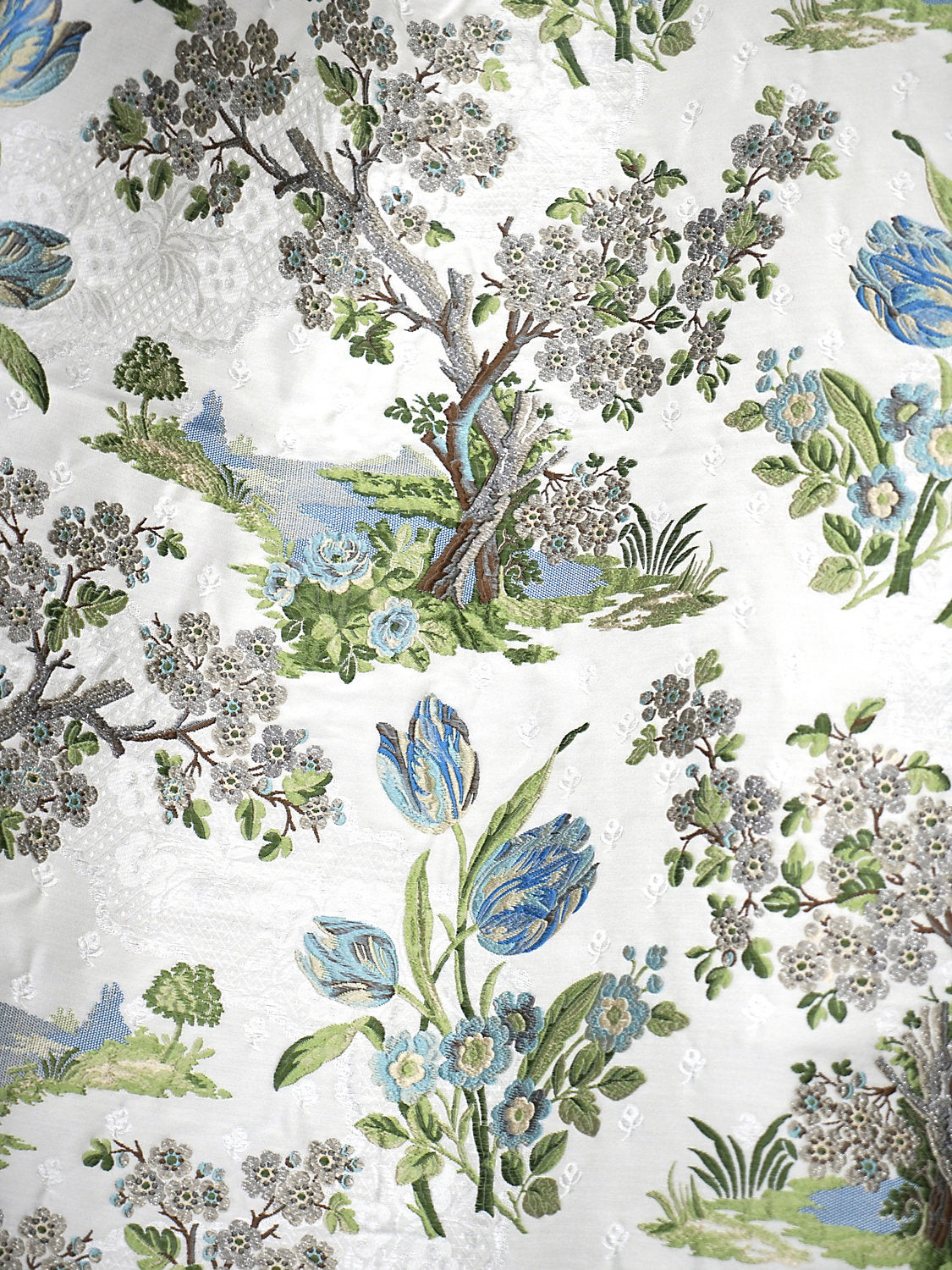 Avignon Brocade - Porcelain On White