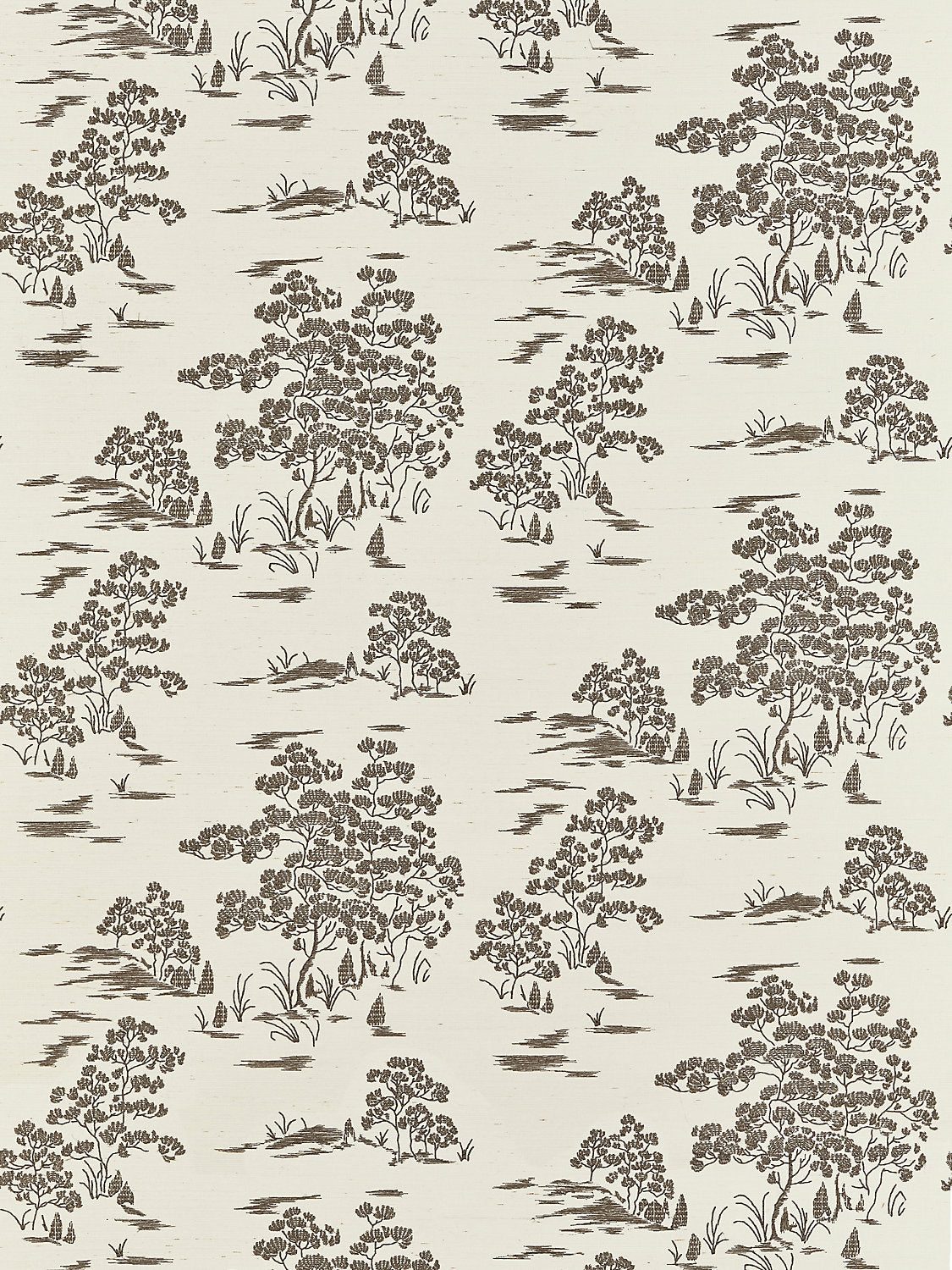 Katsura Embroidered Toile - Bark - Scalamandre Wallpaper