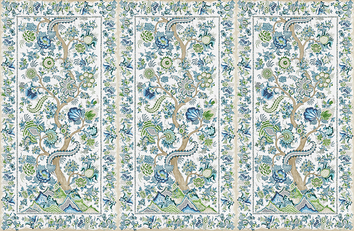 Metropolitan Palampore | Mural - Aegean - Scalamandre Wallpaper
