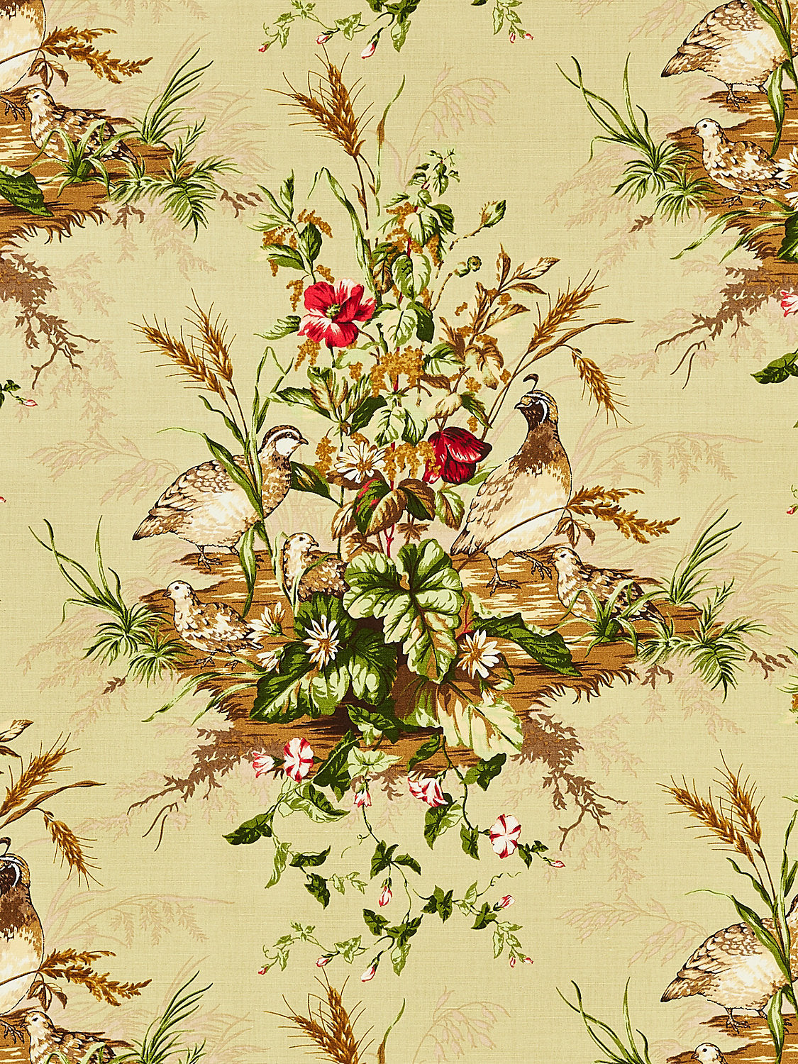 Edwin'S Covey Linen Print - Multi On Willow - Scalamandre Fabric