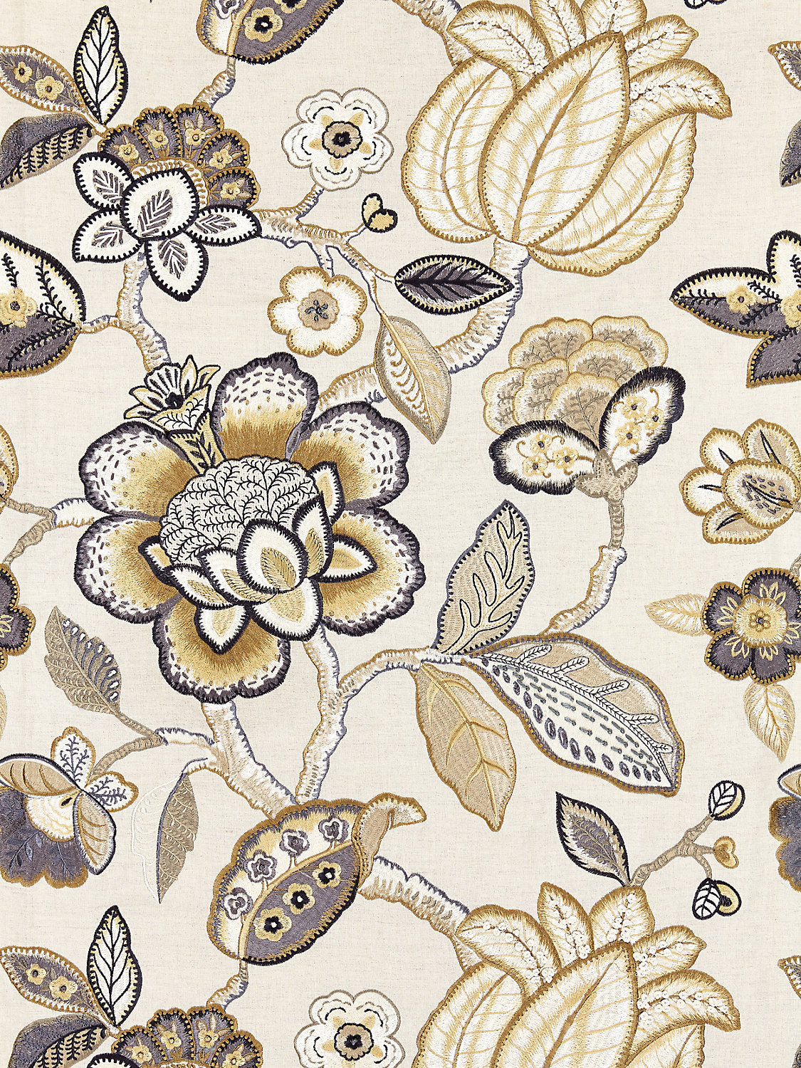 Coromandel Embroidery - Flax - Scalamandre Fabric
