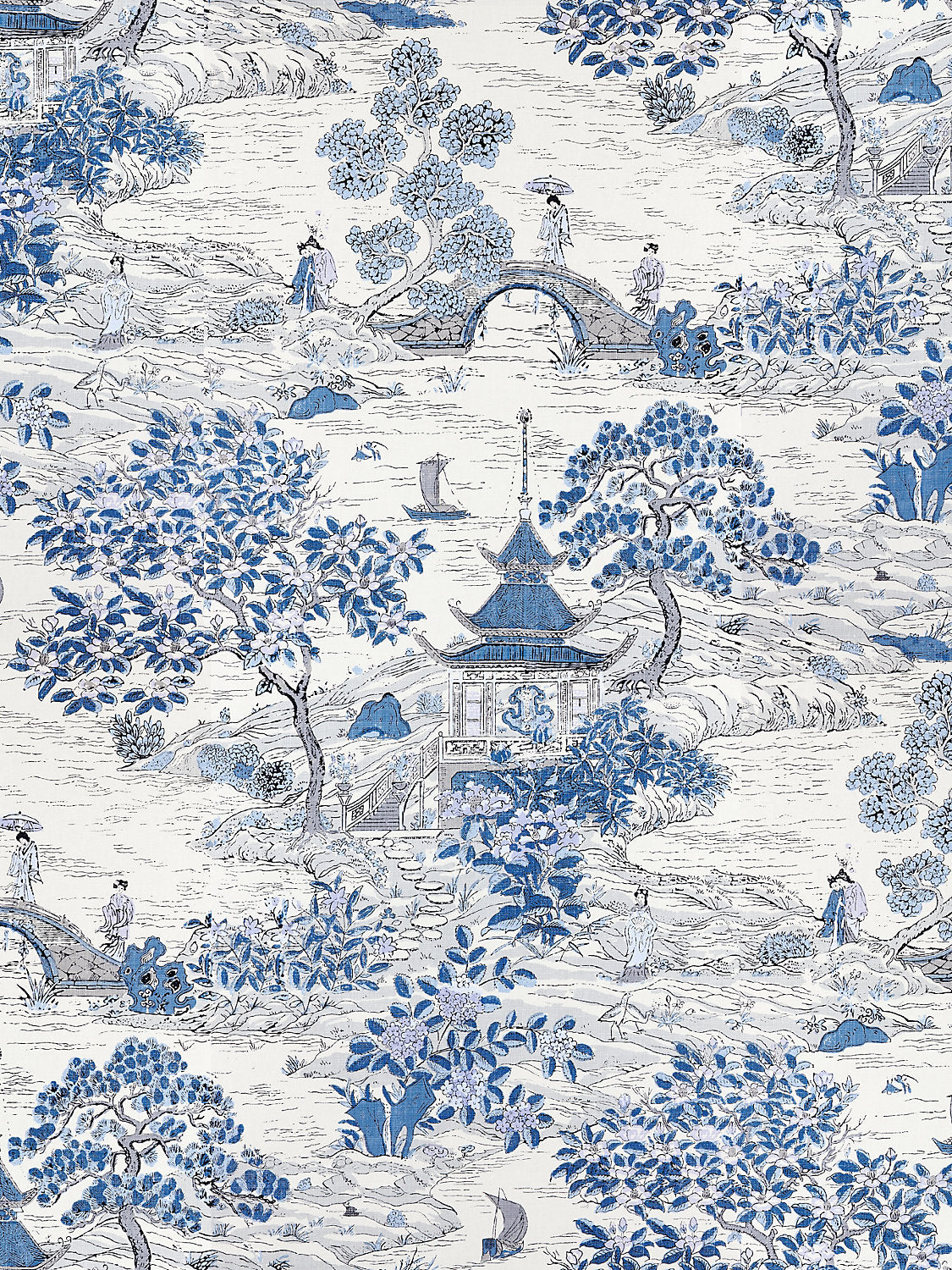 Satomi | Wallcovering - Evening Blue - Scalamandre Wallpaper