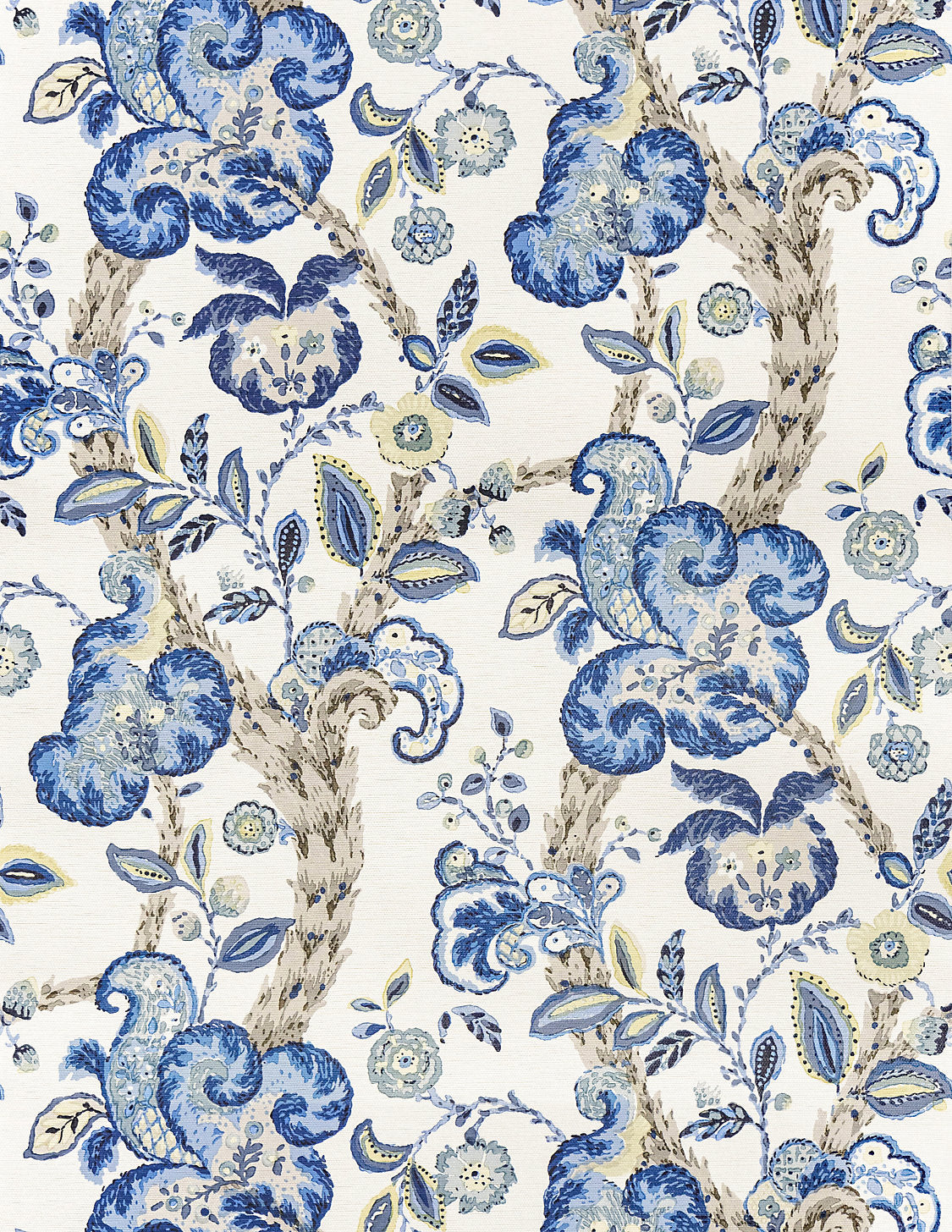 Cumbria Wallcovering - China Blue On Ivory - Scalamandre Wallpaper