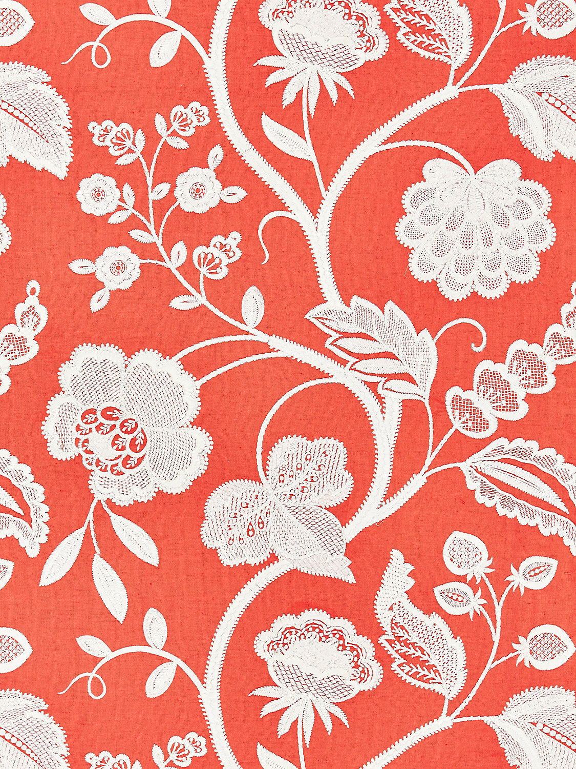 Kensington Embroidery - Coral - Scalamandre Fabric