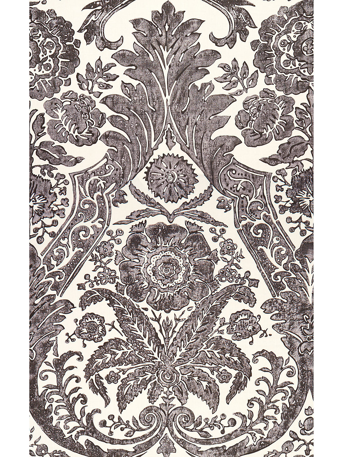 Luciana Damask Print - Graphite - Scalamandre Wallpaper