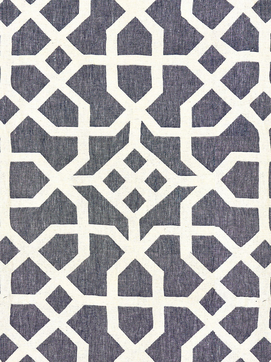 Linen Lattice - Indigo & Greige