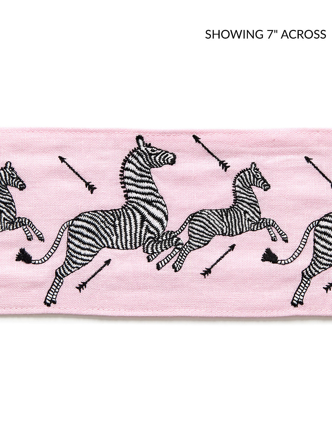 Zebras Embroidered Tape - Peony
