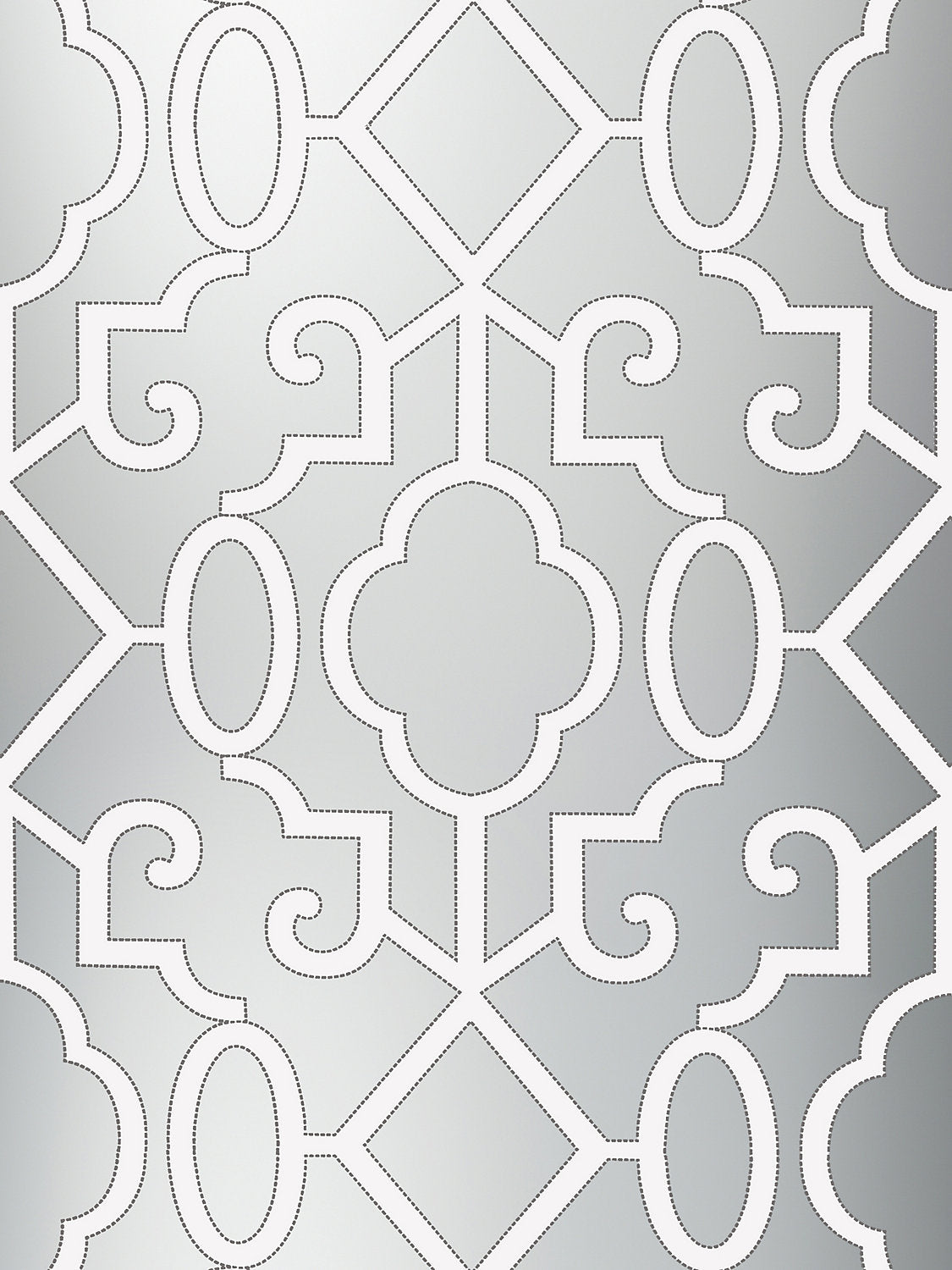 Ming Fretwork Wallpaper - Silver - Pearlescent