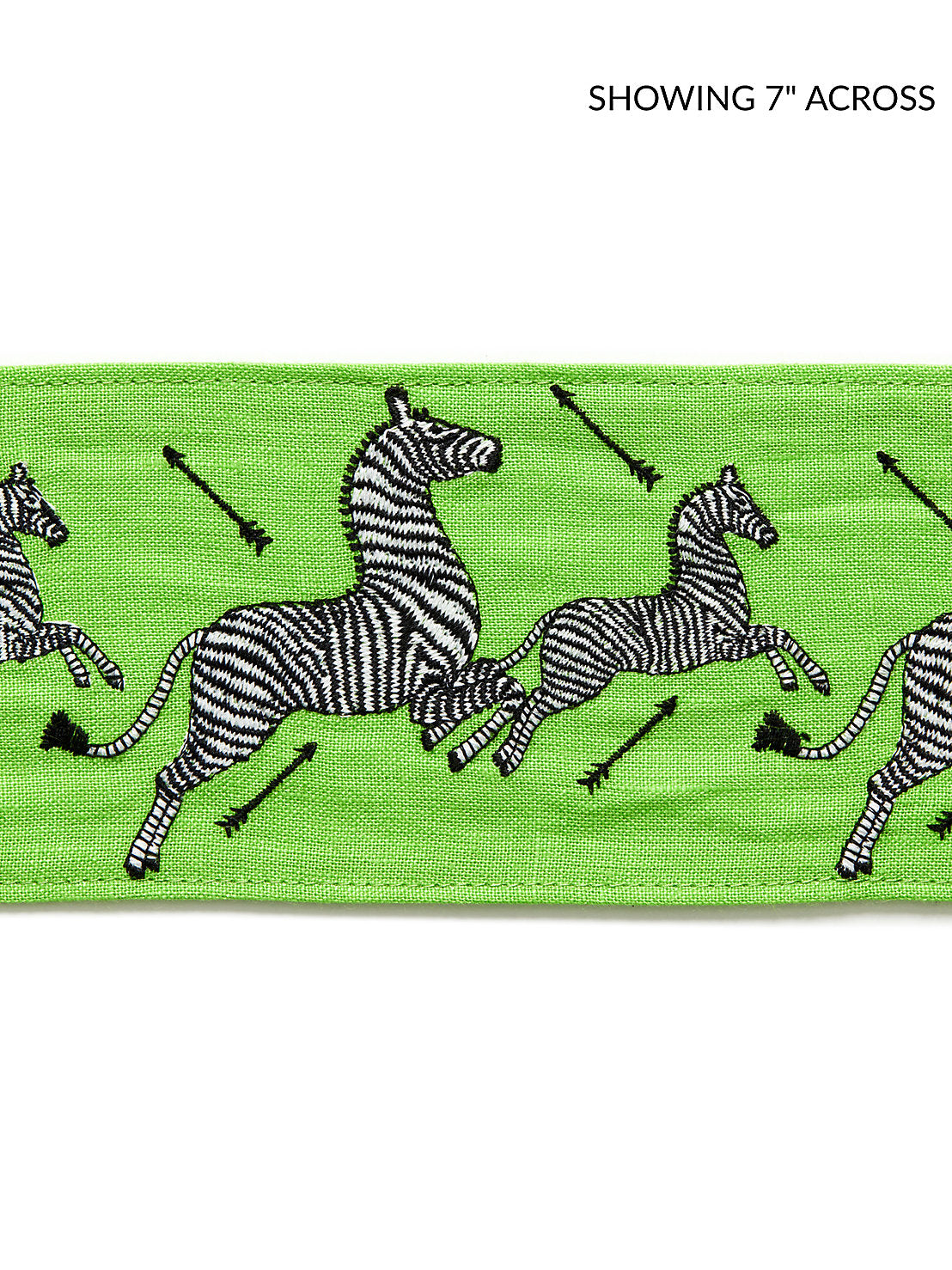 Zebras Embroidered Tape - Lime