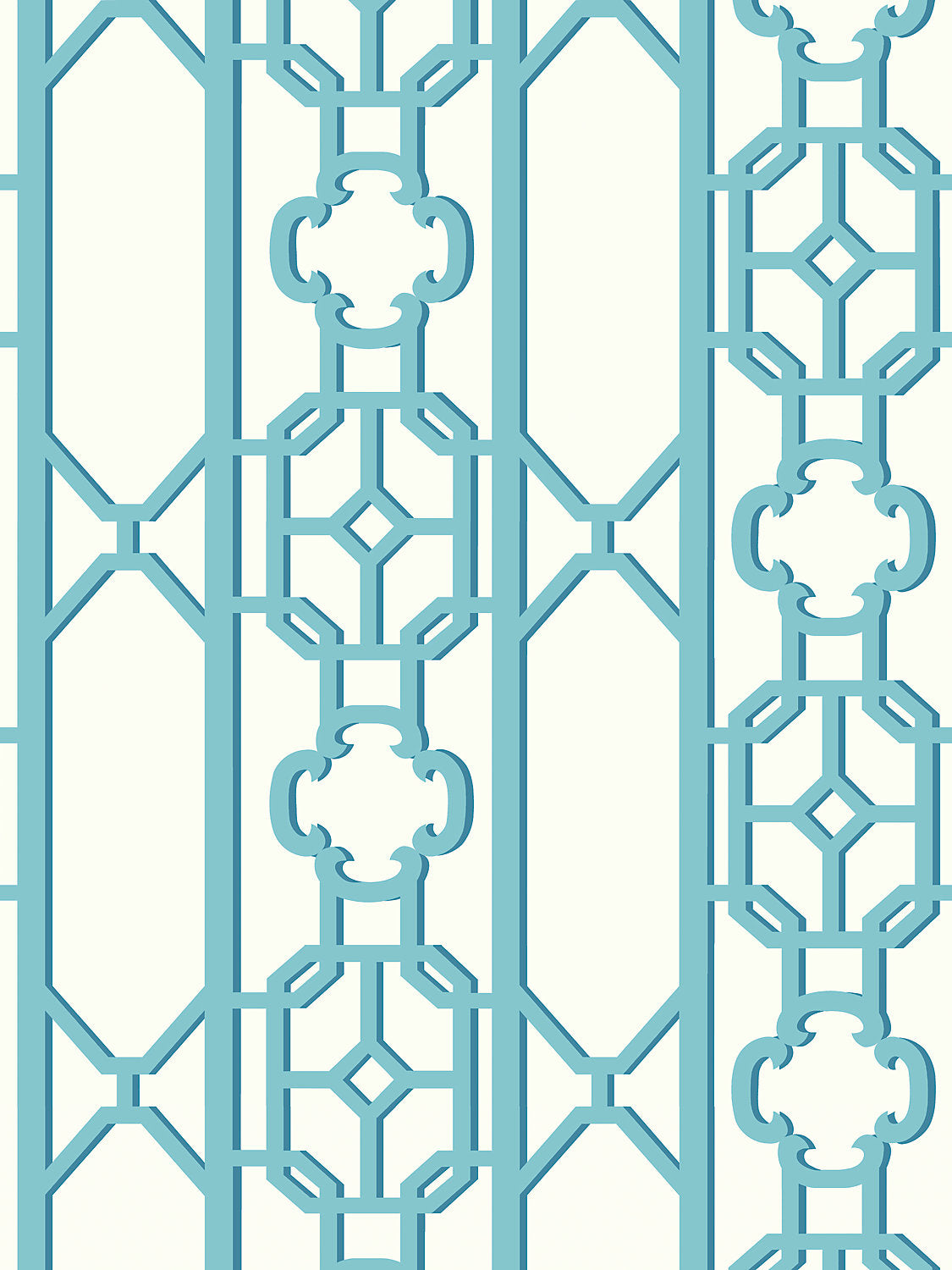 Joanna Fret - Turquoise - Scalamandre Wallpaper