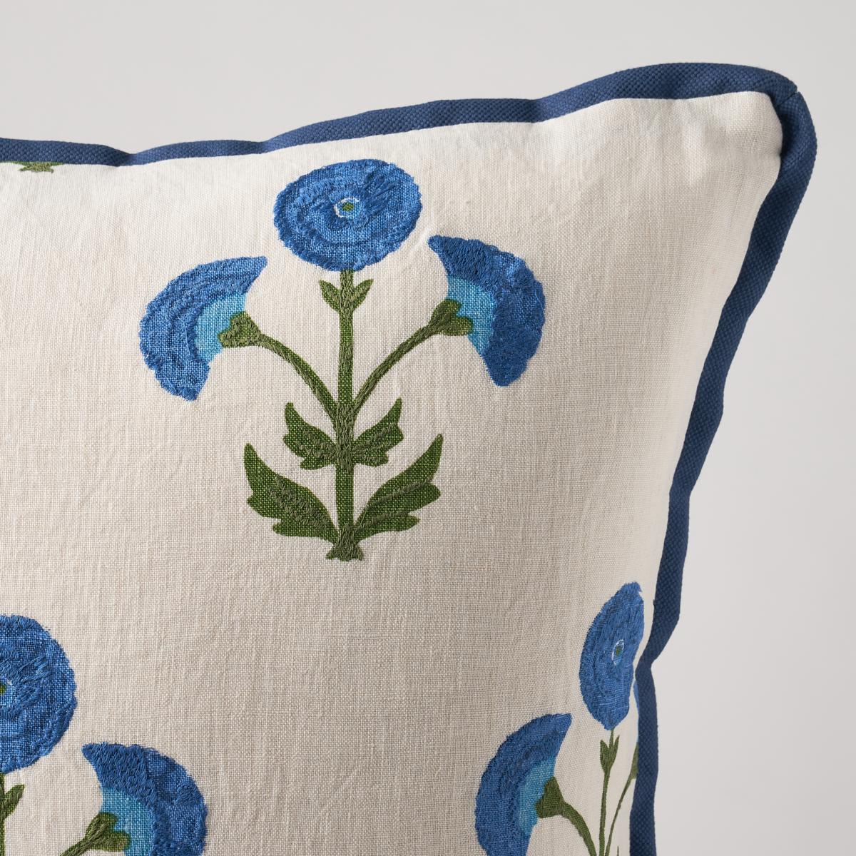 Schumacher Pillow – Saranda Flower – Royal - SO17967205 - 20" x 20"