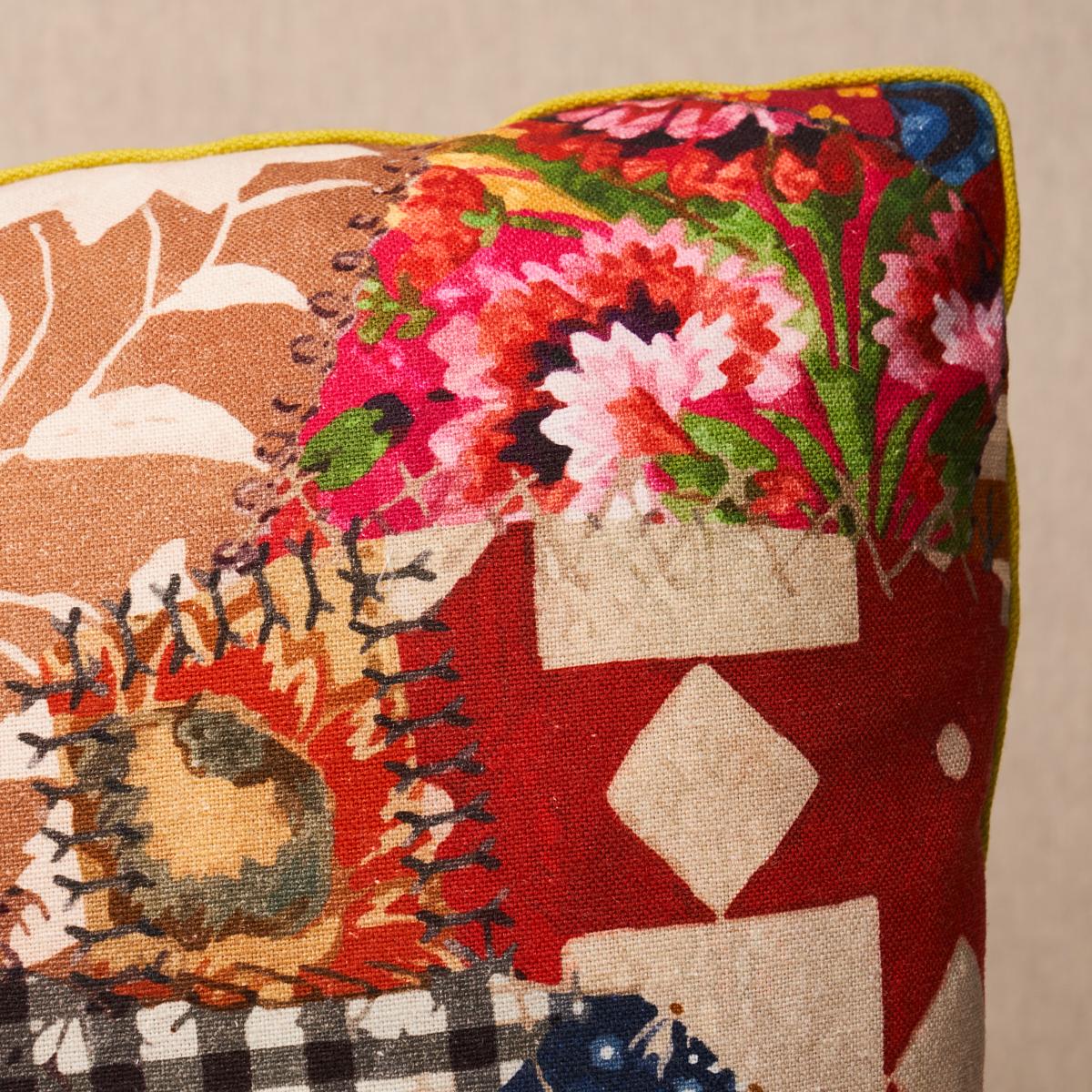 Schumacher Pillow – Hotch Potch Crazy Quilt – Document - SO18065004 - 18" x 18"
