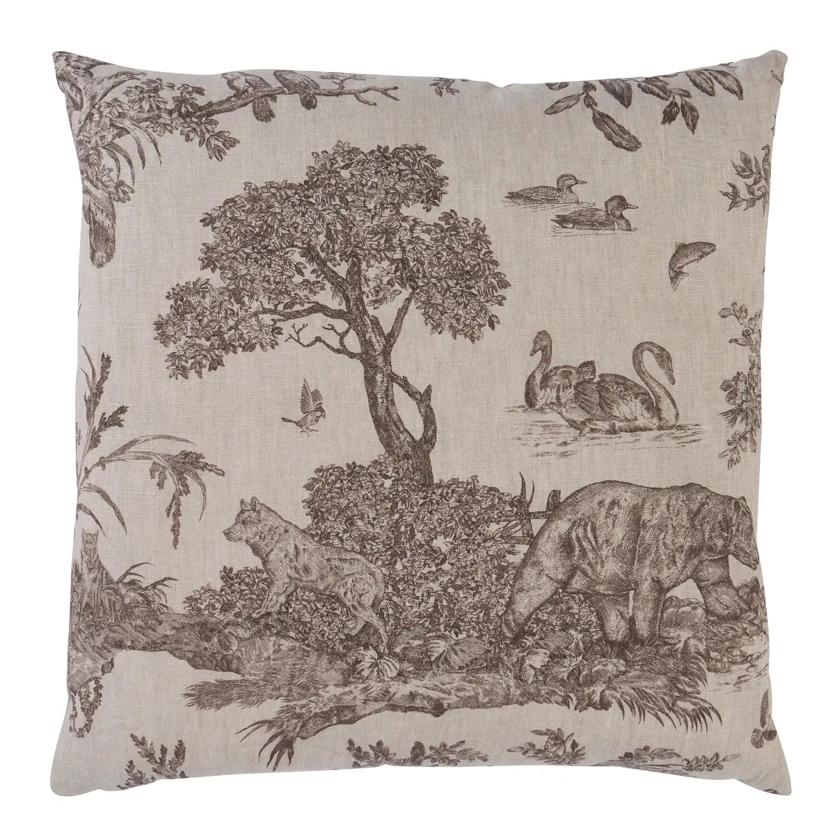 Schumacher Pillow – Western Toile –  Sepia - SO18227106 - 22" x 22"