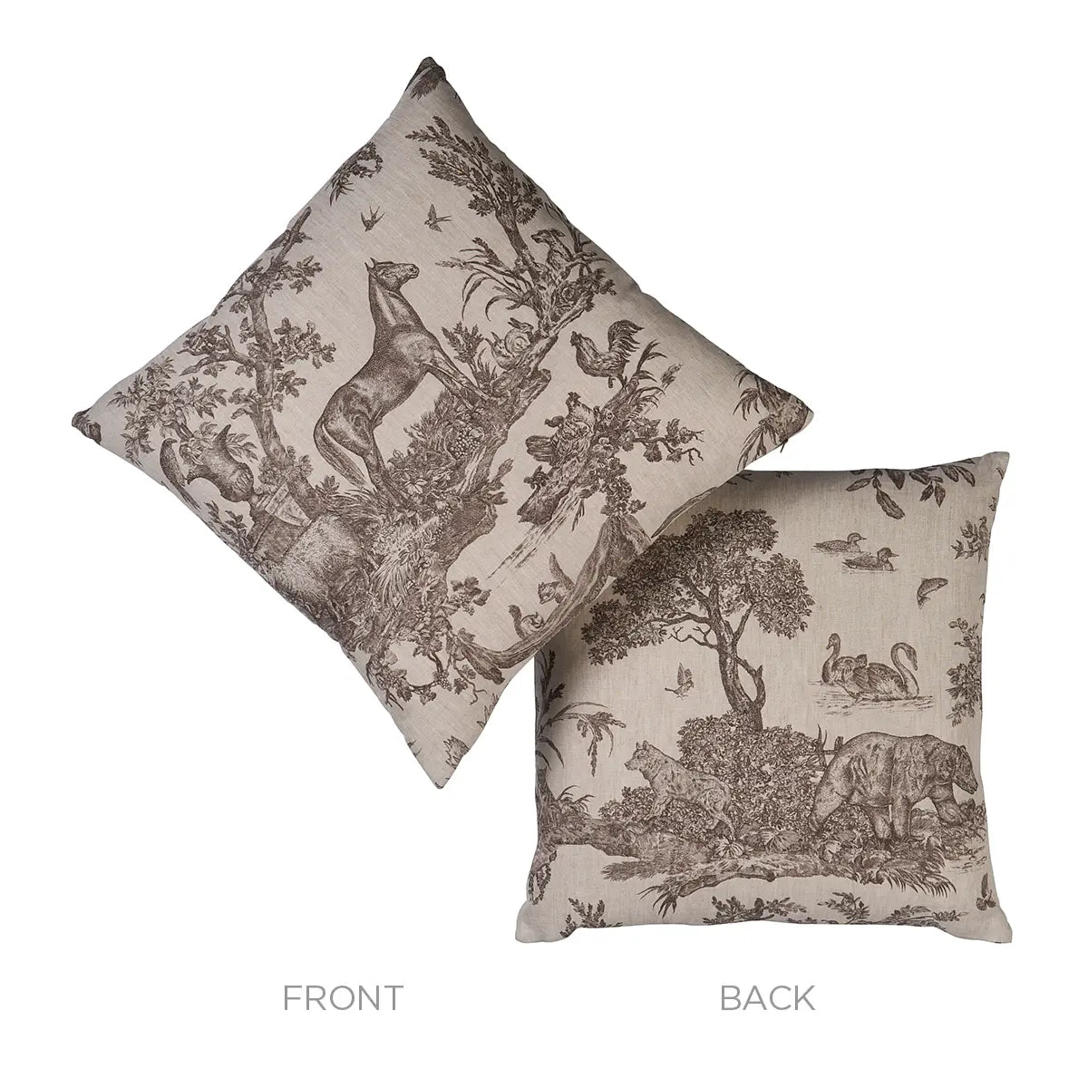 Schumacher Pillow – Western Toile –  Sepia - SO18227106 - 22" x 22"