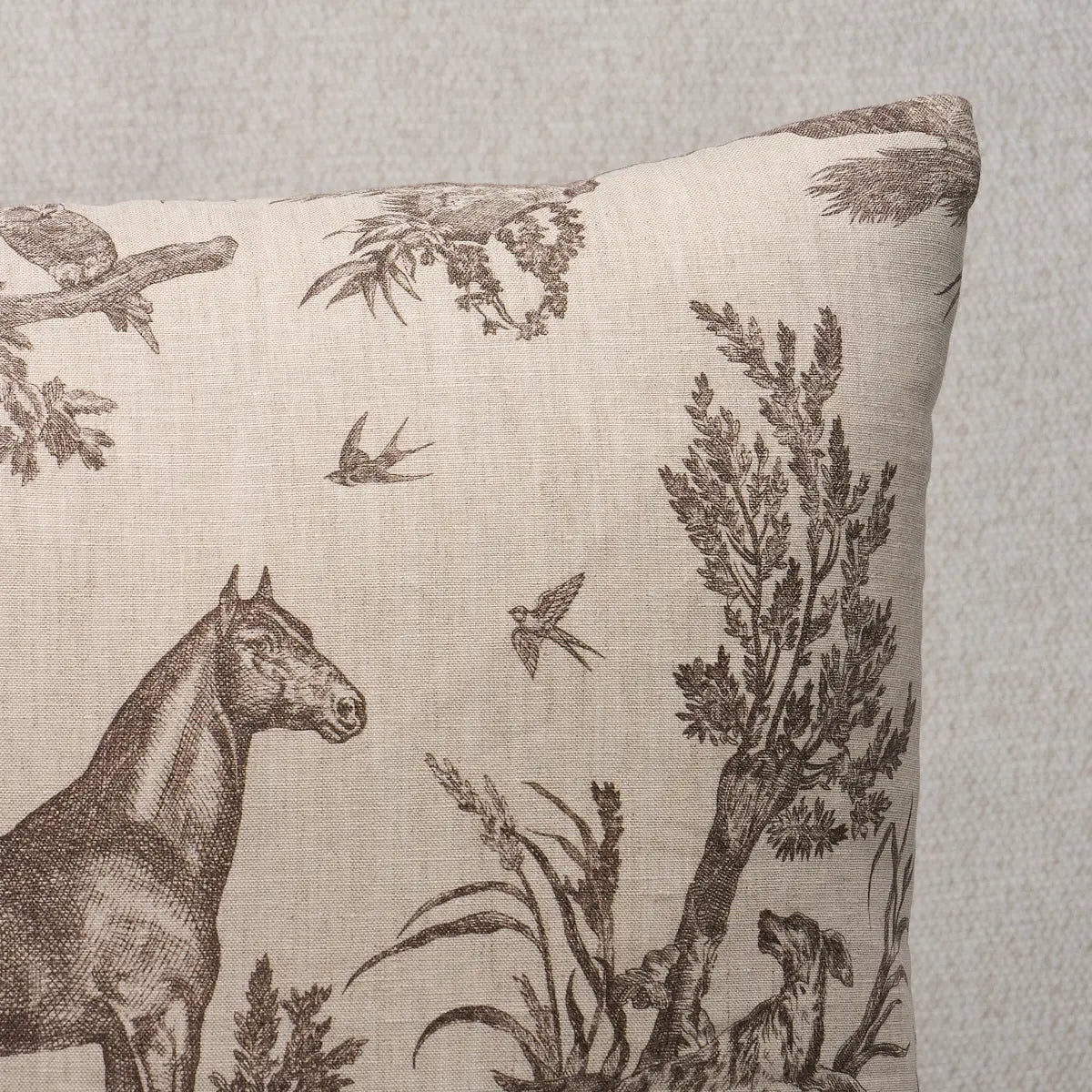 Schumacher Pillow – Western Toile –  Sepia - SO18227106 - 22" x 22"