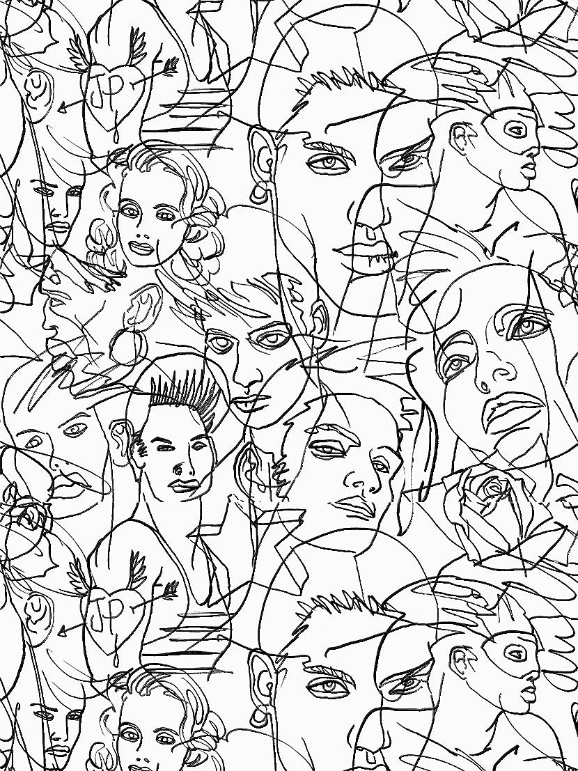 Croquis - Ecru / Noir - Scalamandre Wallpaper