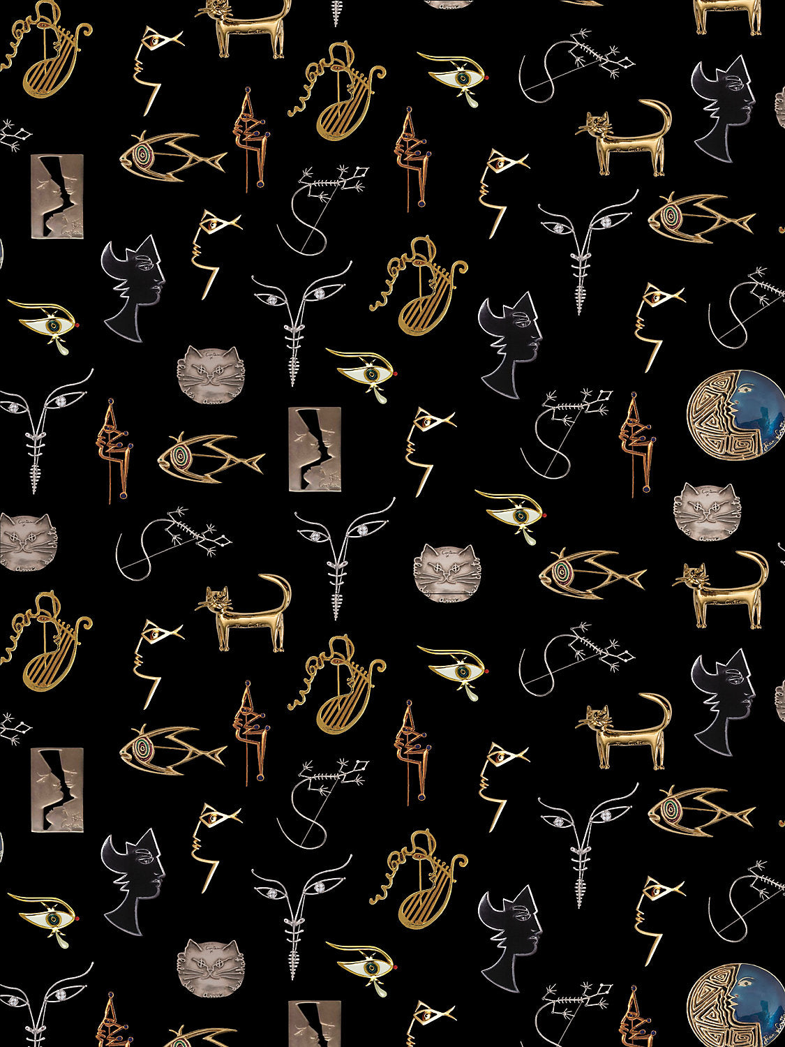 Joyaux - Noir - Scalamandre Wallpaper